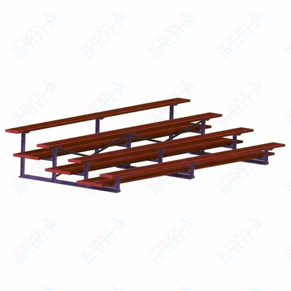 Jaypro Sports Bleacher  - 4 Row - Double Foot Plank, All Aluminum Bleachers, Powder Coated - 15' L (BLDP-4ALPC)