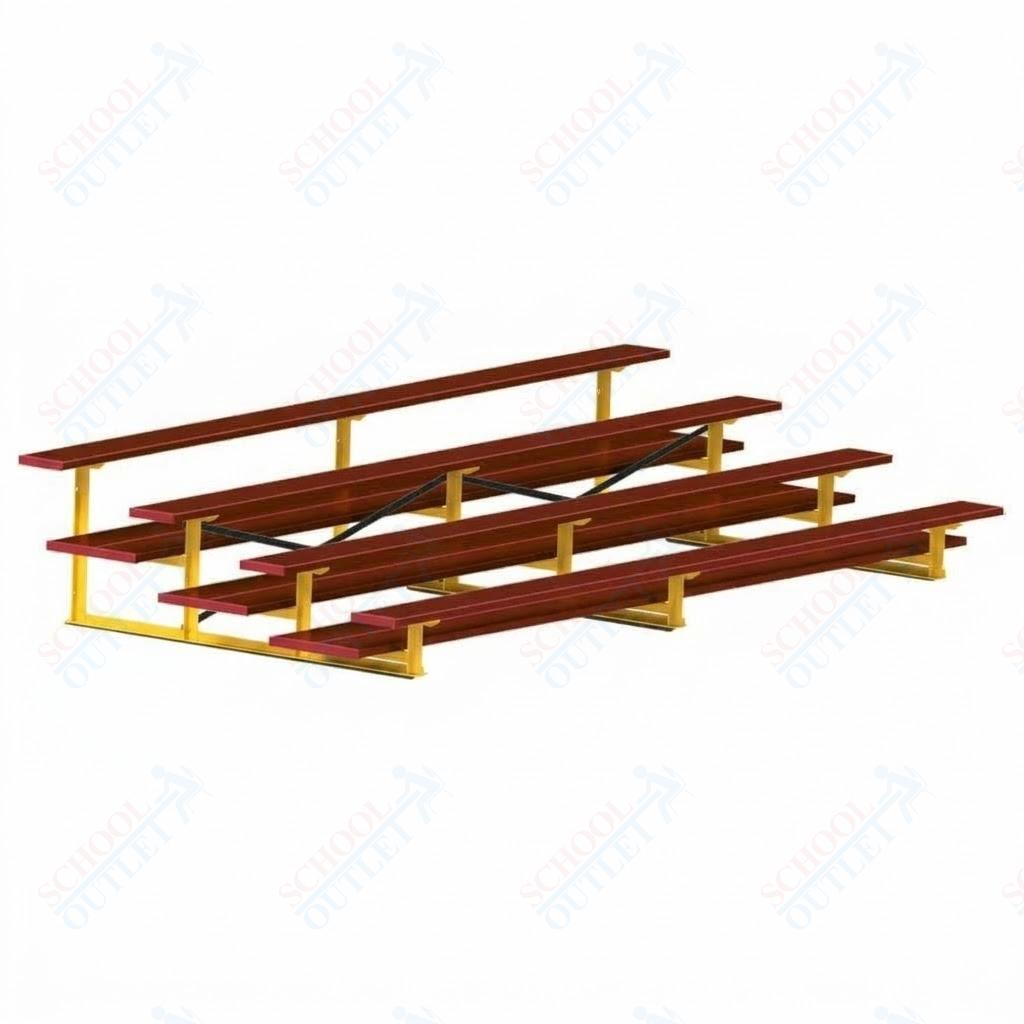 Jaypro Sports Bleacher  - 4 Row - Double Foot Plank, All Aluminum Bleachers, Powder Coated - 15' L (BLDP-4ALPC)