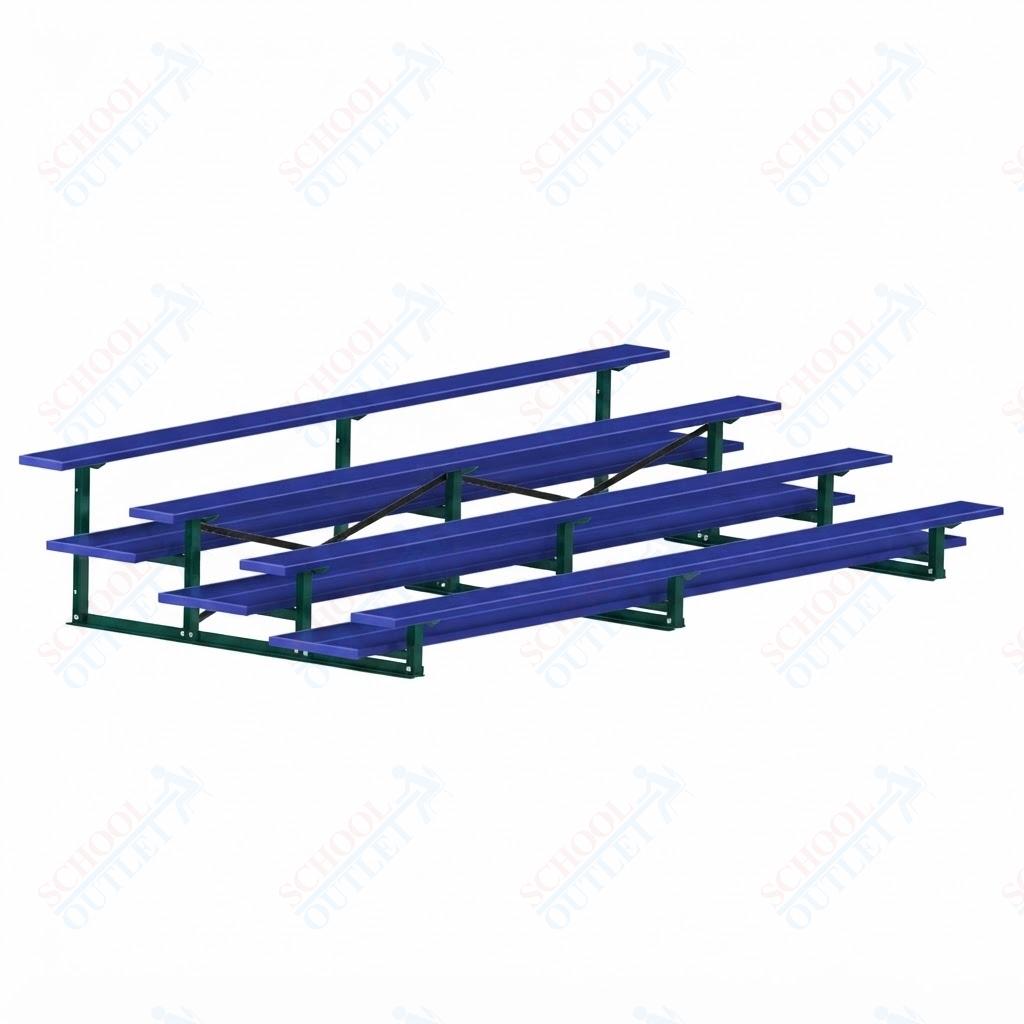 Jaypro Sports Bleacher  - 4 Row - Double Foot Plank, All Aluminum Bleachers, Powder Coated - 15' L (BLDP-4ALPC)