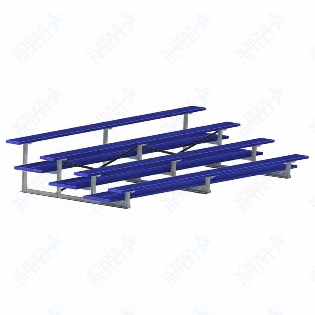 Jaypro Sports Bleacher  - 4 Row - Double Foot Plank, All Aluminum Bleachers, Powder Coated - 15' L (BLDP-4ALPC)