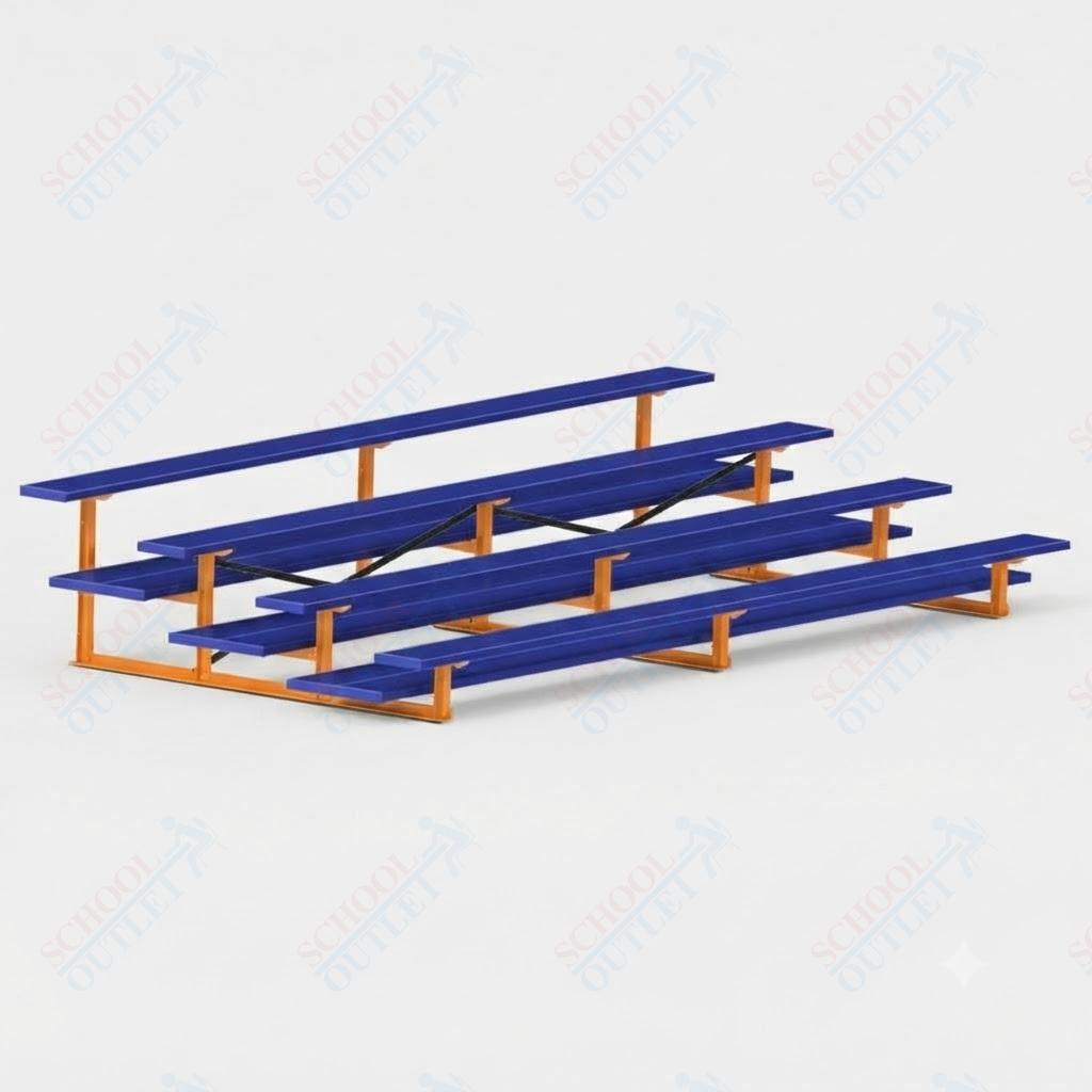 Jaypro Sports Bleacher  - 4 Row - Double Foot Plank, All Aluminum Bleachers, Powder Coated - 15' L (BLDP-4ALPC)