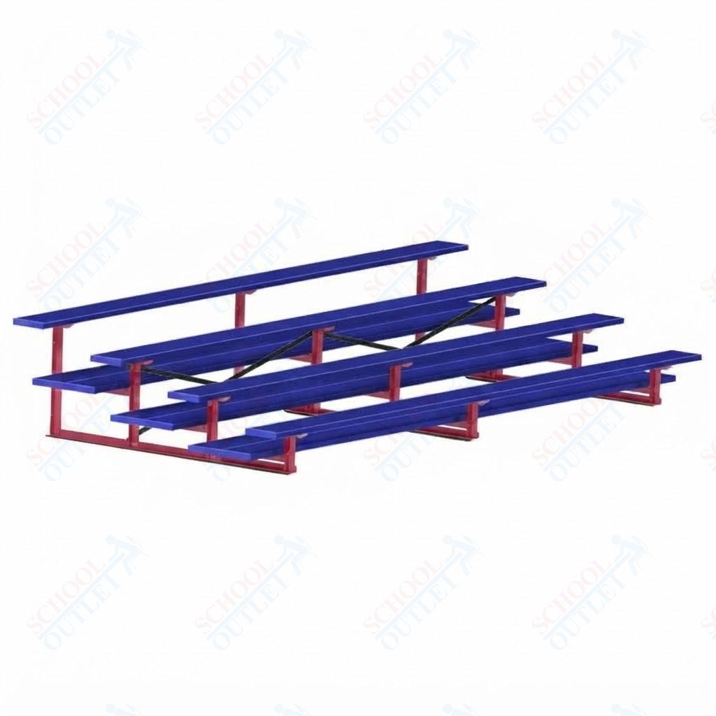 Jaypro Sports Bleacher  - 4 Row - Double Foot Plank, All Aluminum Bleachers, Powder Coated - 15' L (BLDP-4ALPC)