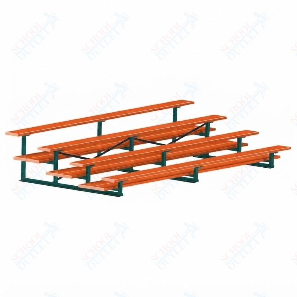 Jaypro Sports Bleacher  - 4 Row - Double Foot Plank, All Aluminum Bleachers, Powder Coated - 15' L (BLDP-4ALPC)