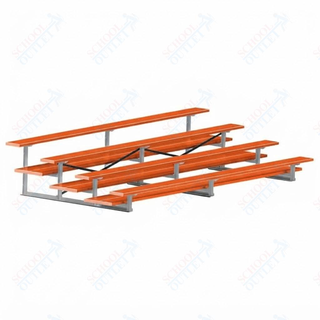 Jaypro Sports Bleacher  - 4 Row - Double Foot Plank, All Aluminum Bleachers, Powder Coated - 15' L (BLDP-4ALPC)