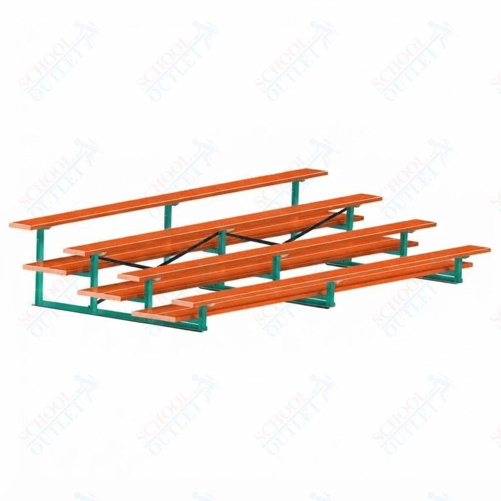 Jaypro Sports Bleacher  - 4 Row - Double Foot Plank, All Aluminum Bleachers, Powder Coated - 15' L (BLDP-4ALPC)