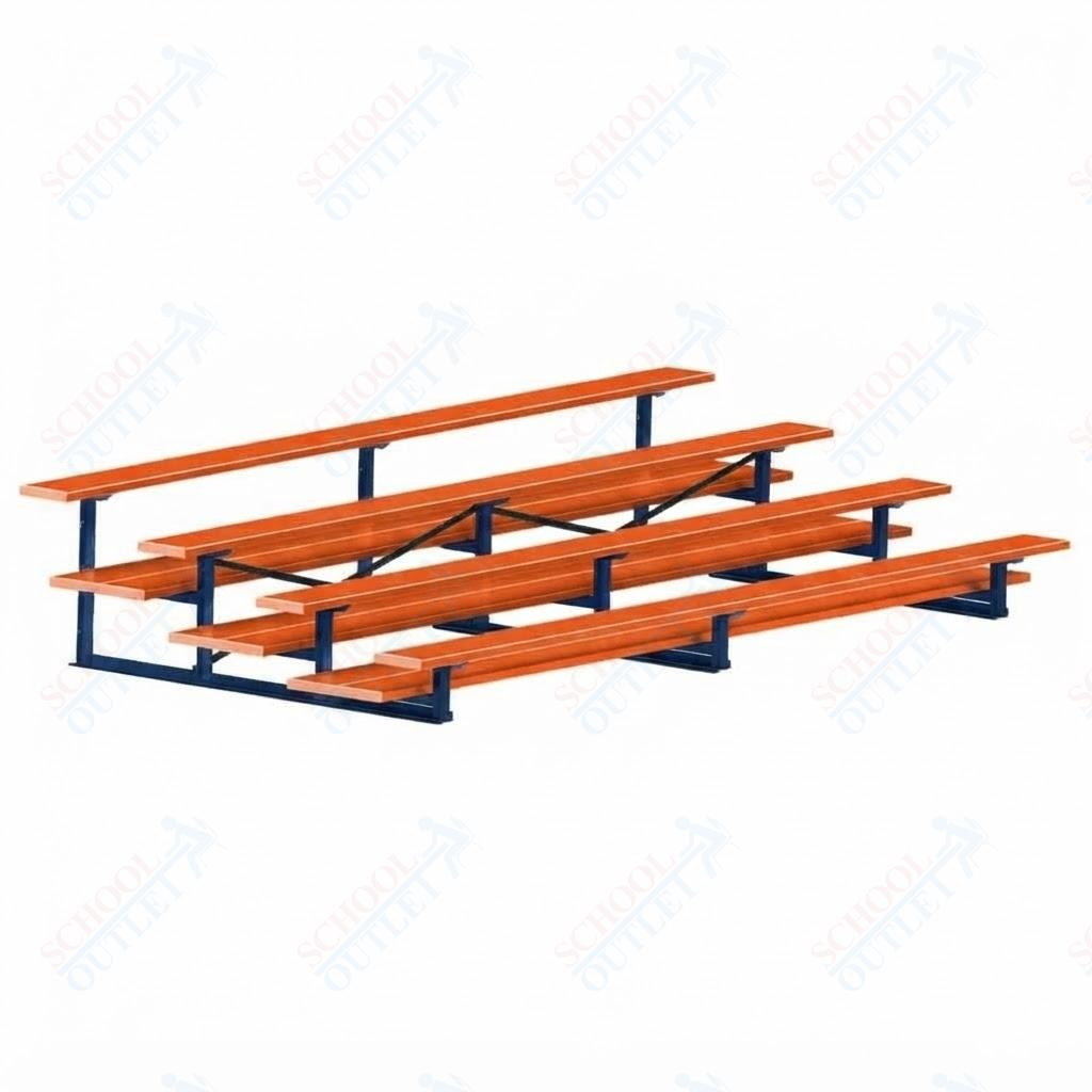 Jaypro Sports Bleacher  - 4 Row - Double Foot Plank, All Aluminum Bleachers, Powder Coated - 15' L (BLDP-4ALPC)