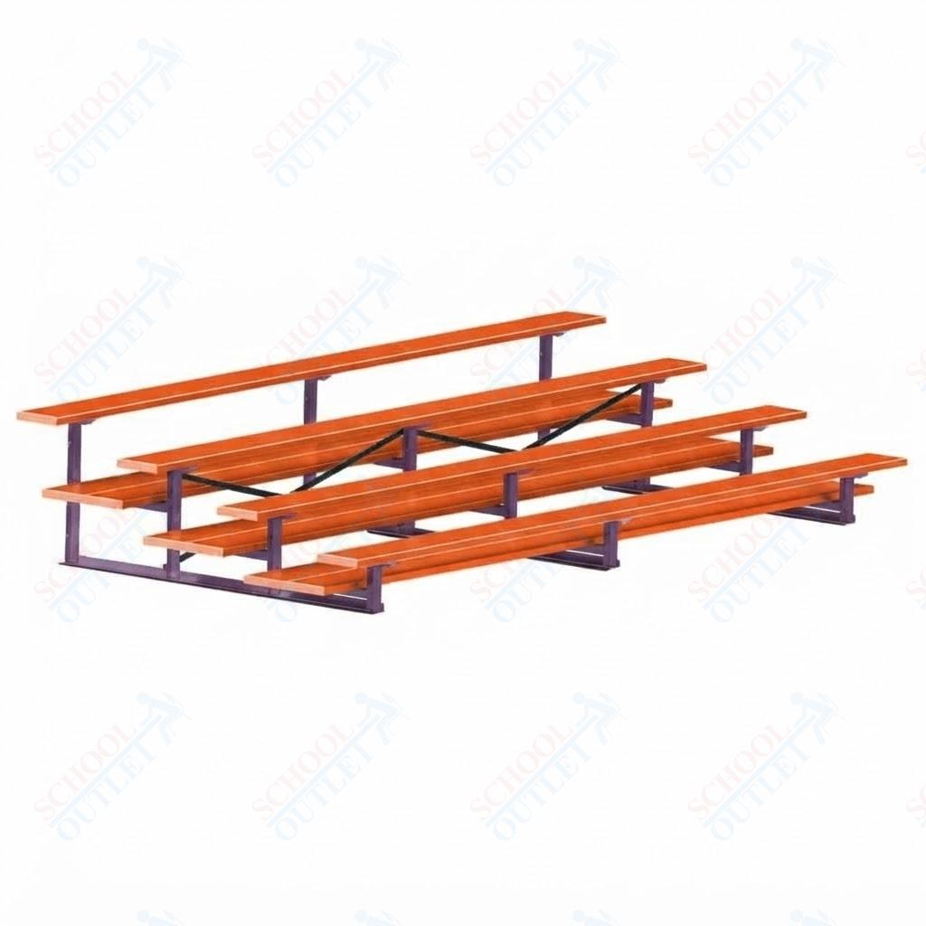 Jaypro Sports Bleacher  - 4 Row - Double Foot Plank, All Aluminum Bleachers, Powder Coated - 15' L (BLDP-4ALPC)