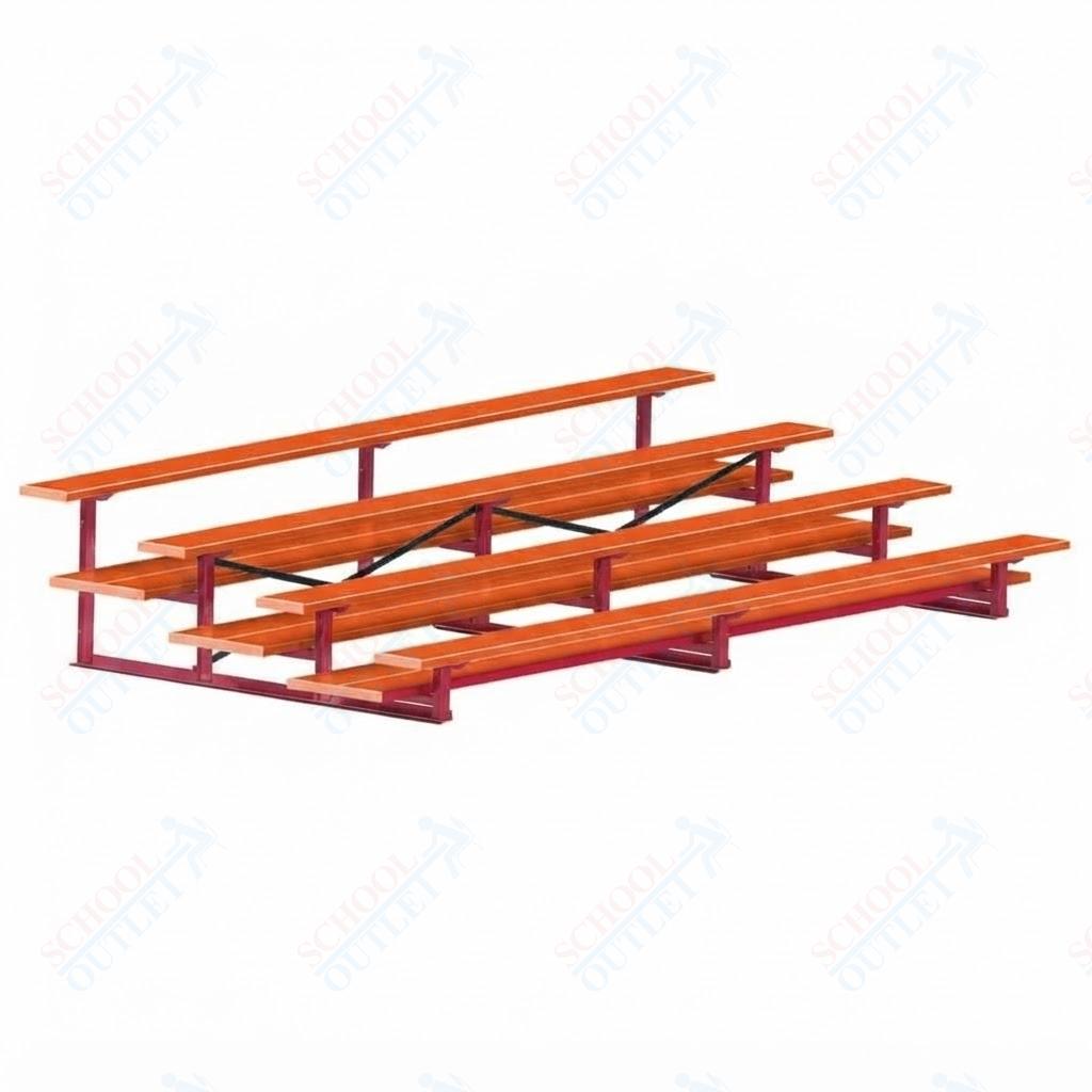 Jaypro Sports Bleacher  - 4 Row - Double Foot Plank, All Aluminum Bleachers, Powder Coated - 15' L (BLDP-4ALPC)