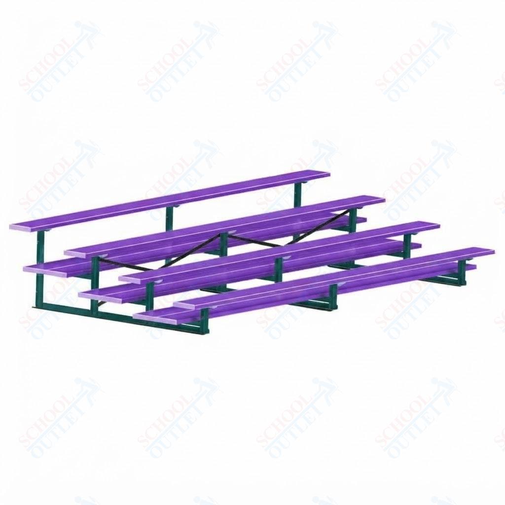 Jaypro Sports Bleacher  - 4 Row - Double Foot Plank, All Aluminum Bleachers, Powder Coated - 15' L (BLDP-4ALPC)