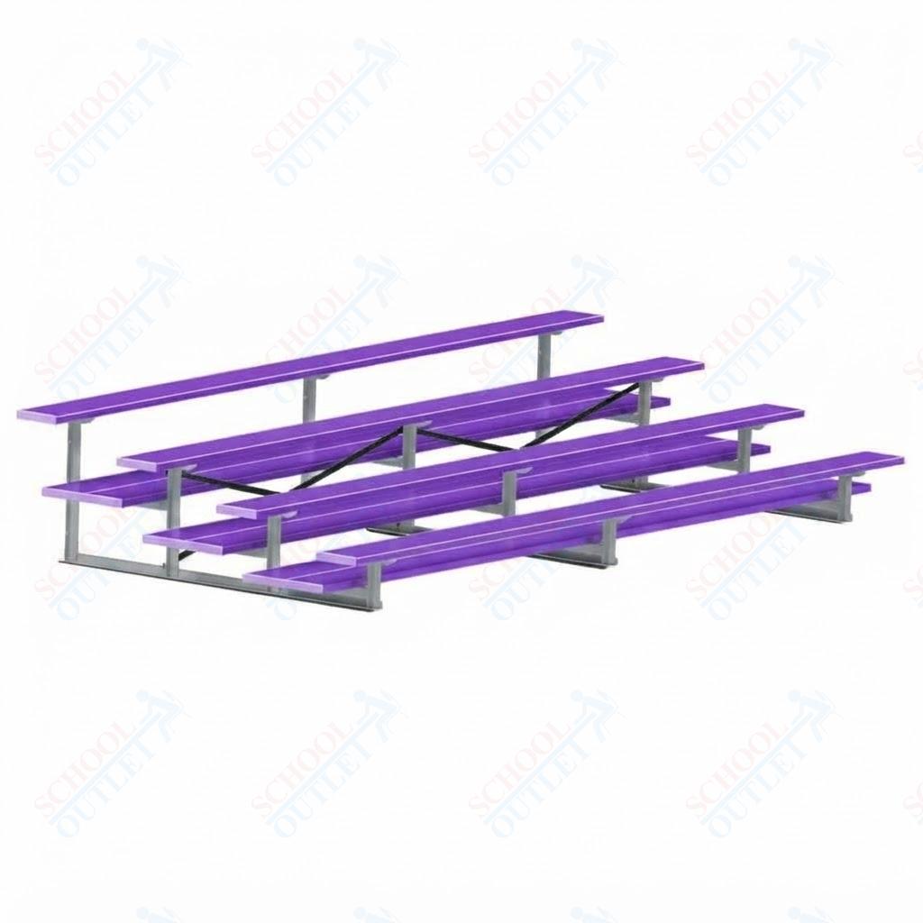 Jaypro Sports Bleacher  - 4 Row - Double Foot Plank, All Aluminum Bleachers, Powder Coated - 15' L (BLDP-4ALPC)