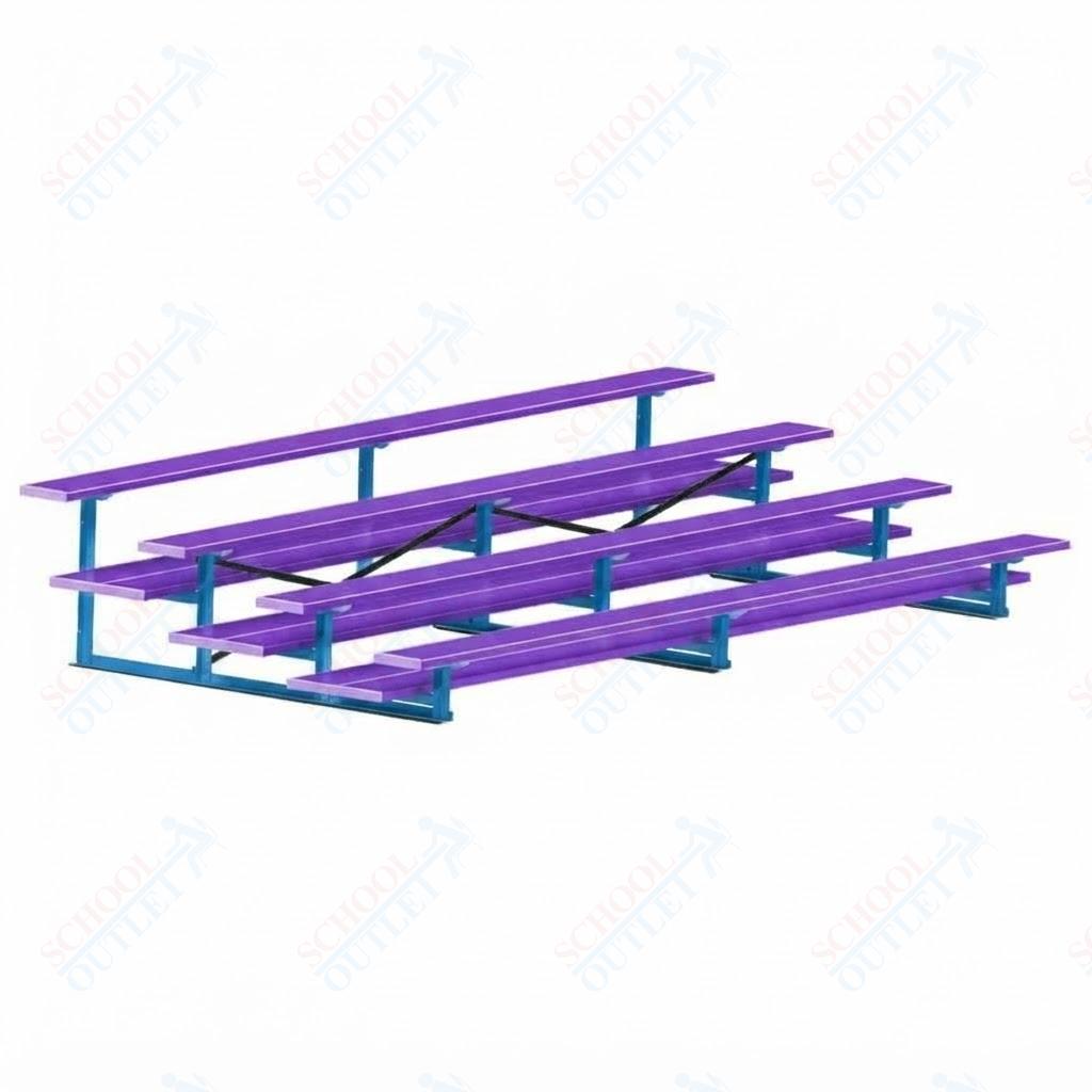 Jaypro Sports Bleacher  - 4 Row - Double Foot Plank, All Aluminum Bleachers, Powder Coated - 15' L (BLDP-4ALPC)