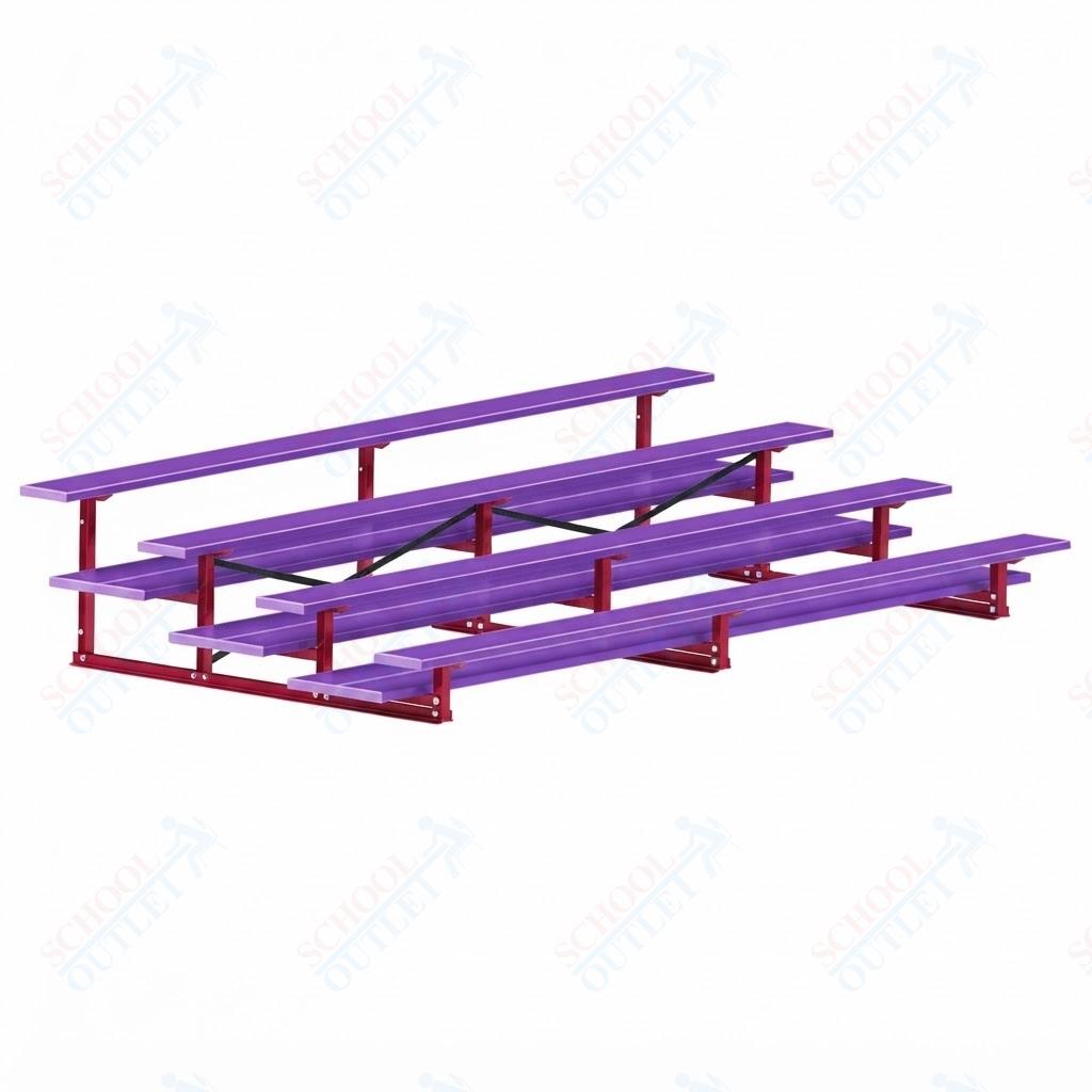 Jaypro Sports Bleacher  - 4 Row - Double Foot Plank, All Aluminum Bleachers, Powder Coated - 15' L (BLDP-4ALPC)