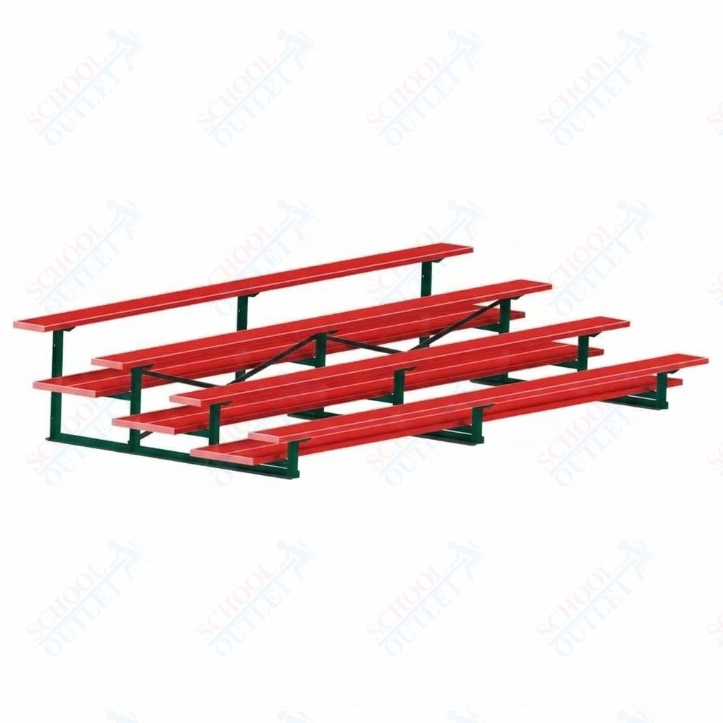 Jaypro Sports Bleacher  - 4 Row - Double Foot Plank, All Aluminum Bleachers, Powder Coated - 15' L (BLDP-4ALPC)