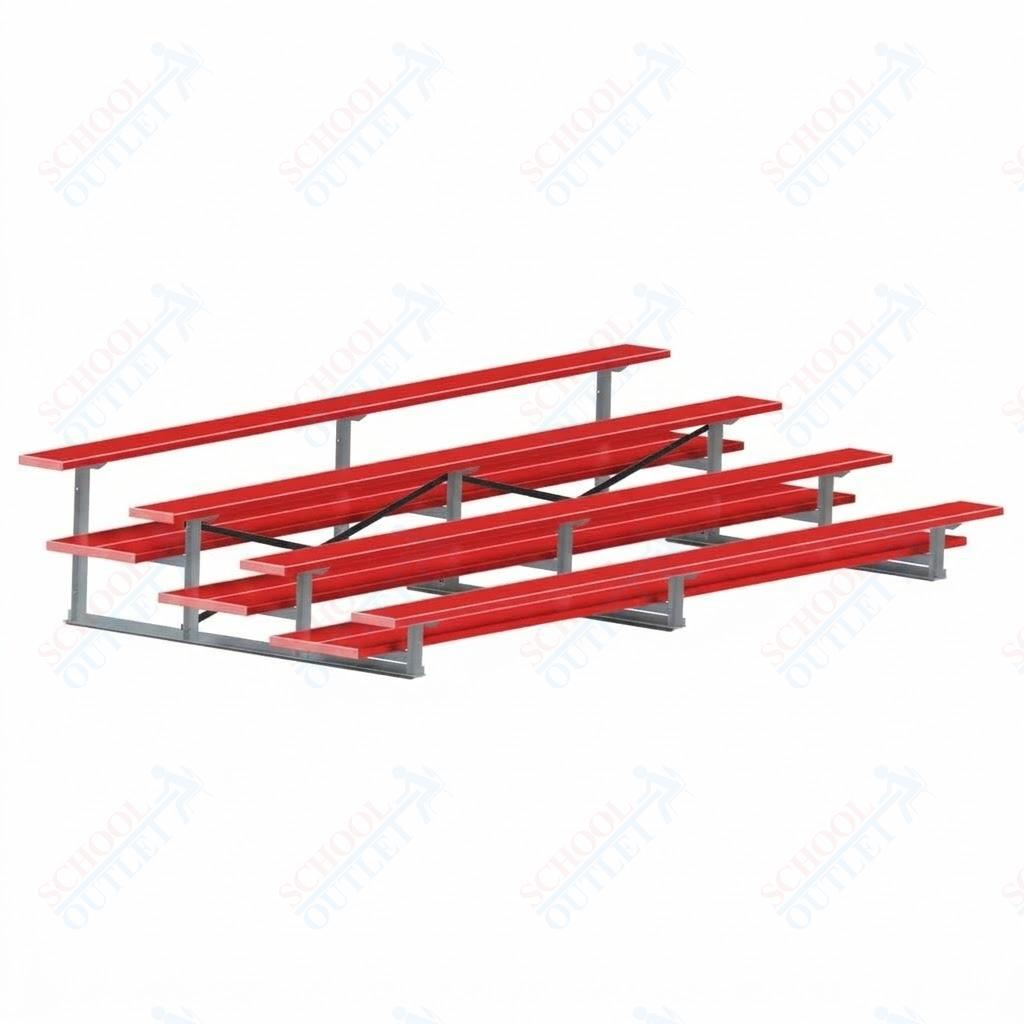 Jaypro Sports Bleacher  - 4 Row - Double Foot Plank, All Aluminum Bleachers, Powder Coated - 15' L (BLDP-4ALPC)