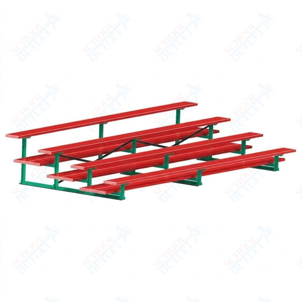 Jaypro Sports Bleacher  - 4 Row - Double Foot Plank, All Aluminum Bleachers, Powder Coated - 15' L (BLDP-4ALPC)