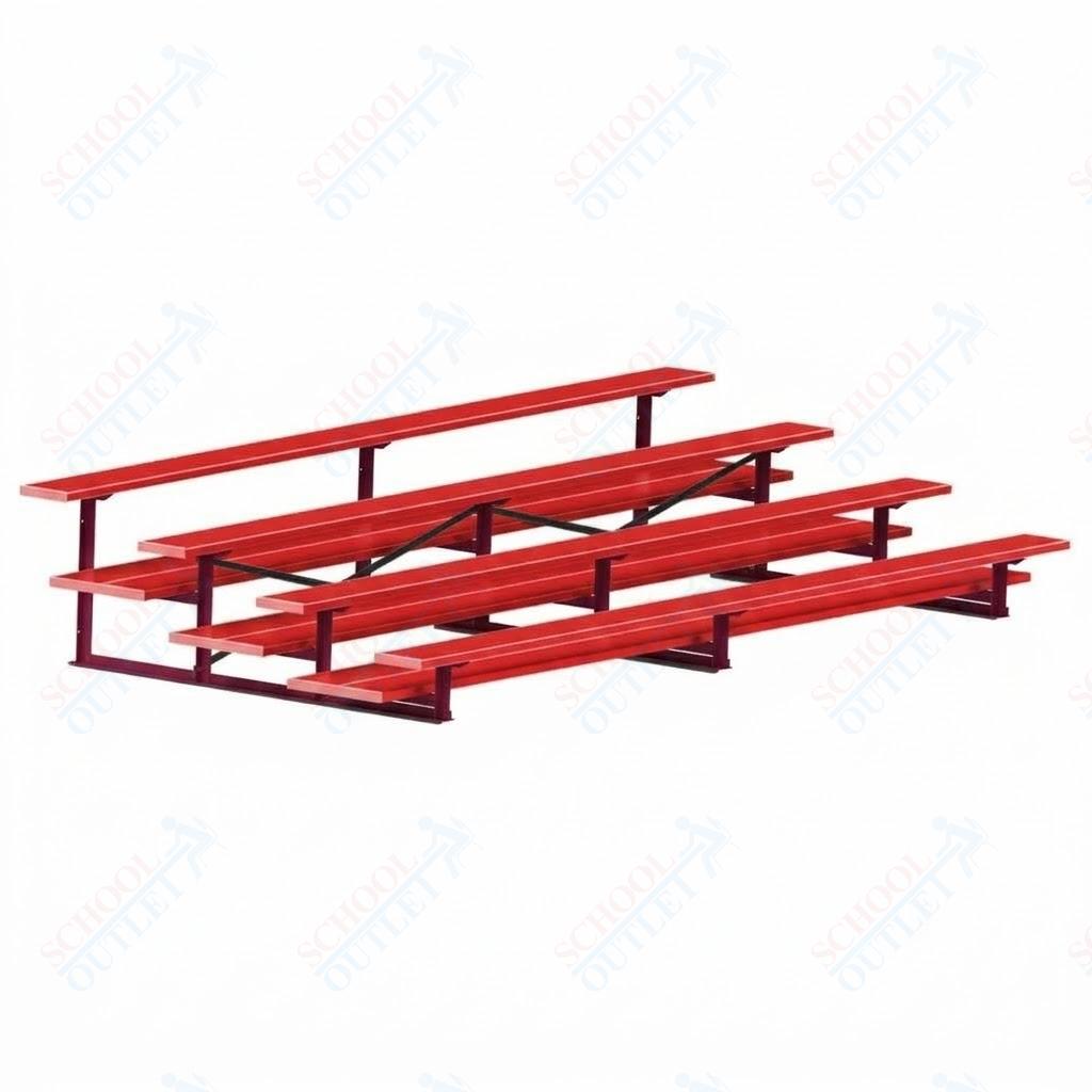 Jaypro Sports Bleacher  - 4 Row - Double Foot Plank, All Aluminum Bleachers, Powder Coated - 15' L (BLDP-4ALPC)