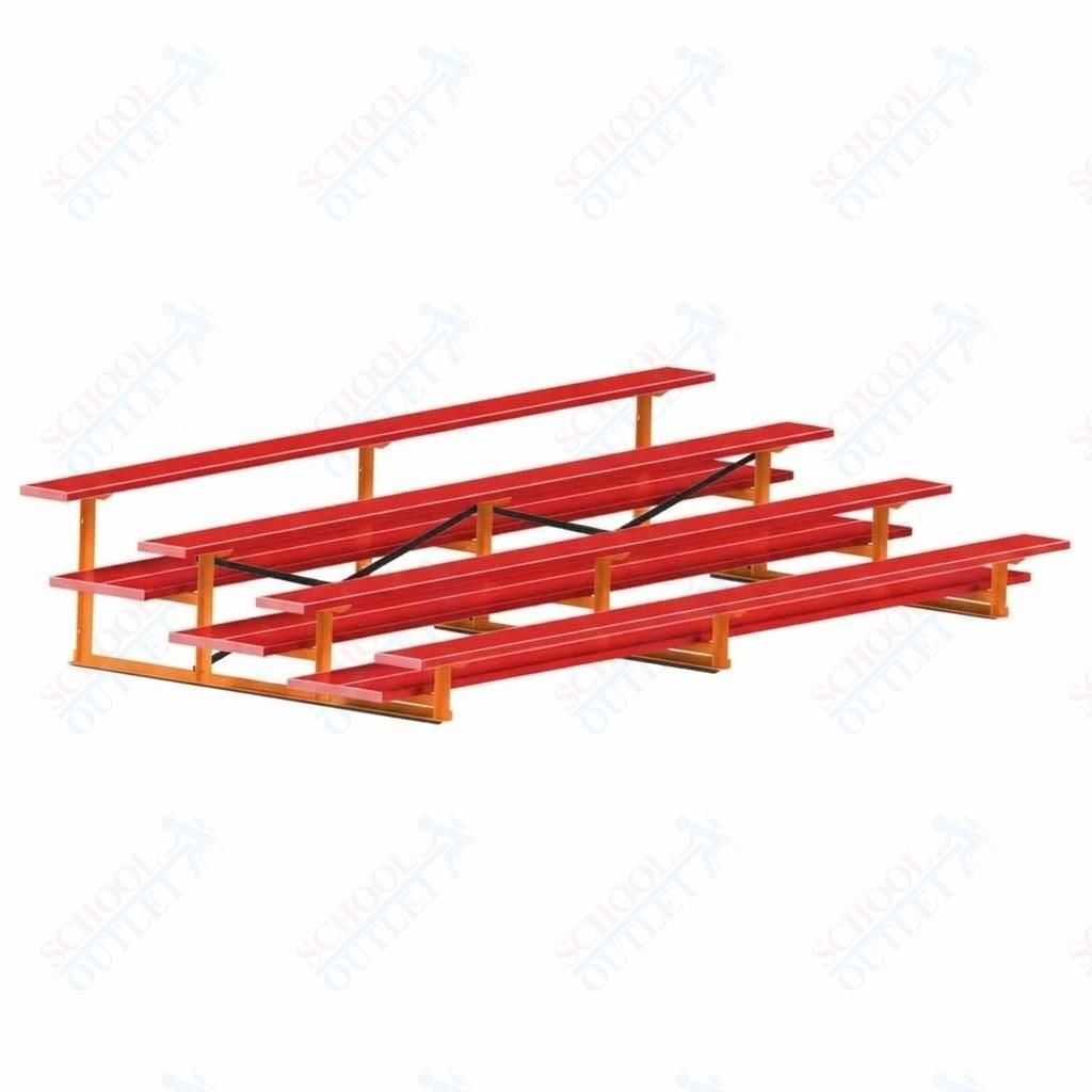 Jaypro Sports Bleacher  - 4 Row - Double Foot Plank, All Aluminum Bleachers, Powder Coated - 15' L (BLDP-4ALPC)