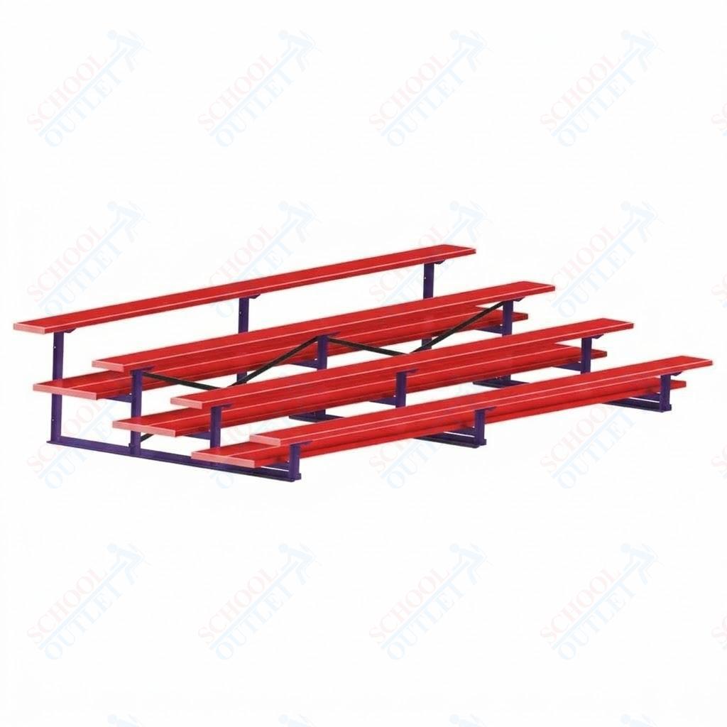 Jaypro Sports Bleacher  - 4 Row - Double Foot Plank, All Aluminum Bleachers, Powder Coated - 15' L (BLDP-4ALPC)