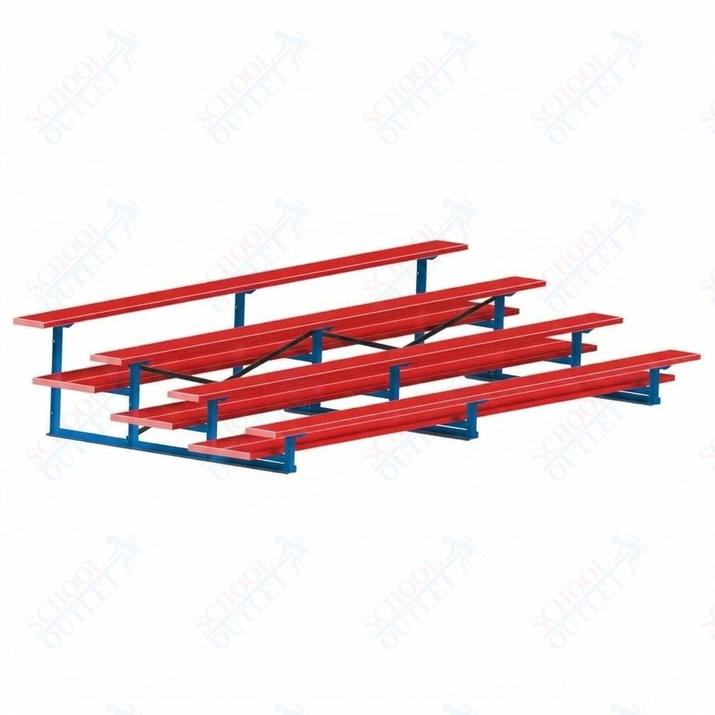 Jaypro Sports Bleacher  - 4 Row - Double Foot Plank, All Aluminum Bleachers, Powder Coated - 15' L (BLDP-4ALPC)