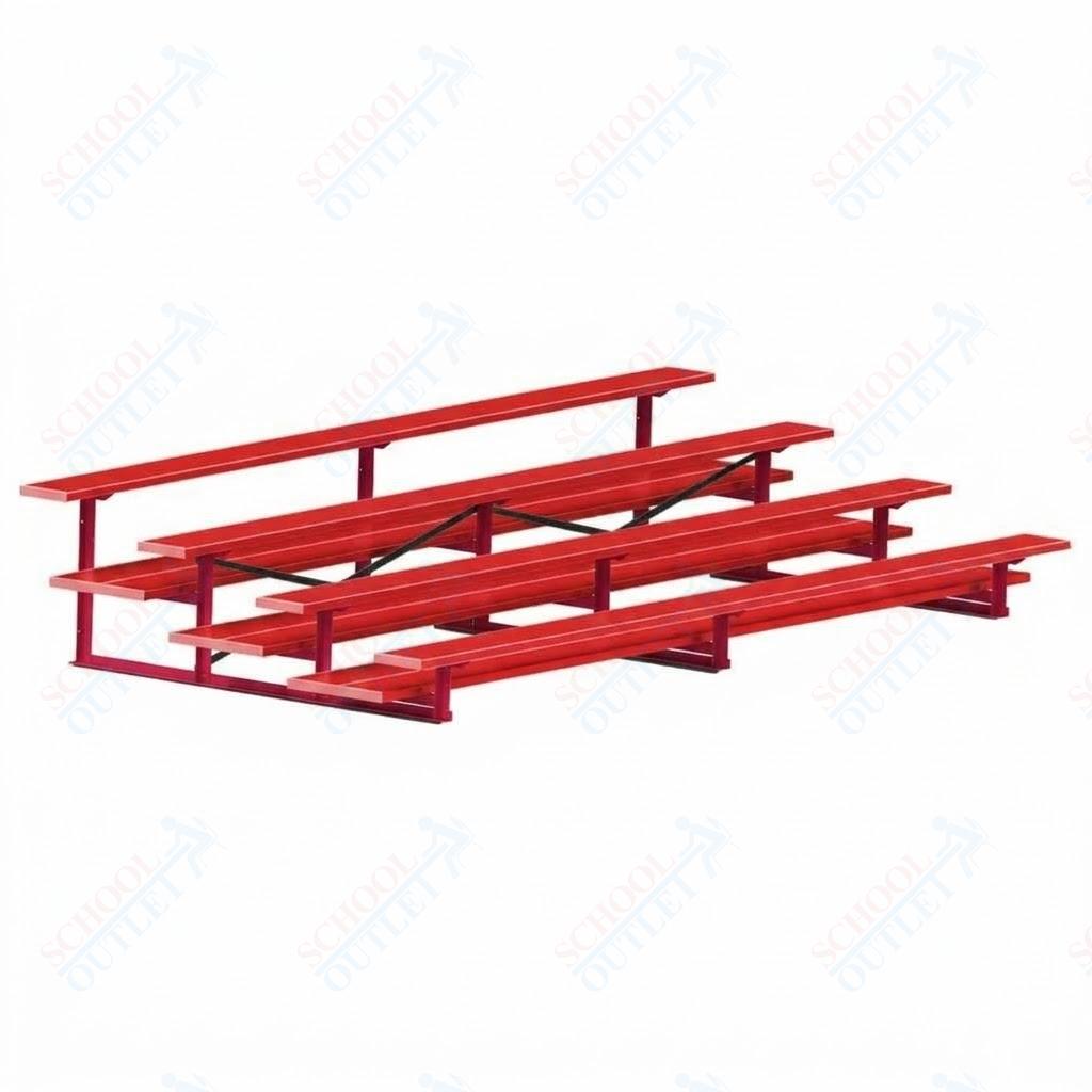 Jaypro Sports Bleacher  - 4 Row - Double Foot Plank, All Aluminum Bleachers, Powder Coated - 15' L (BLDP-4ALPC)