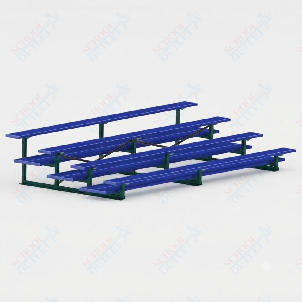 Jaypro Sports Bleacher  - 4 Row - Double Foot Plank, All Aluminum Bleachers, Powder Coated - 15' L (BLDP-4ALPC)
