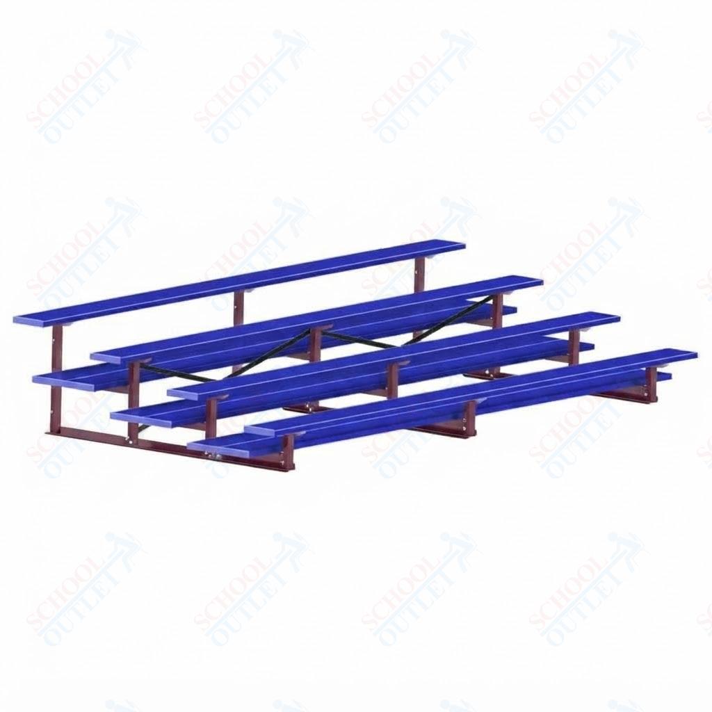 Jaypro Sports Bleacher  - 4 Row - Double Foot Plank, All Aluminum Bleachers, Powder Coated - 15' L (BLDP-4ALPC)
