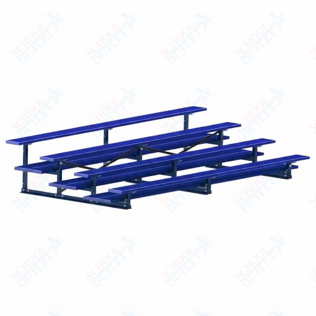 Jaypro Sports Bleacher  - 4 Row - Double Foot Plank, All Aluminum Bleachers, Powder Coated - 15' L (BLDP-4ALPC)