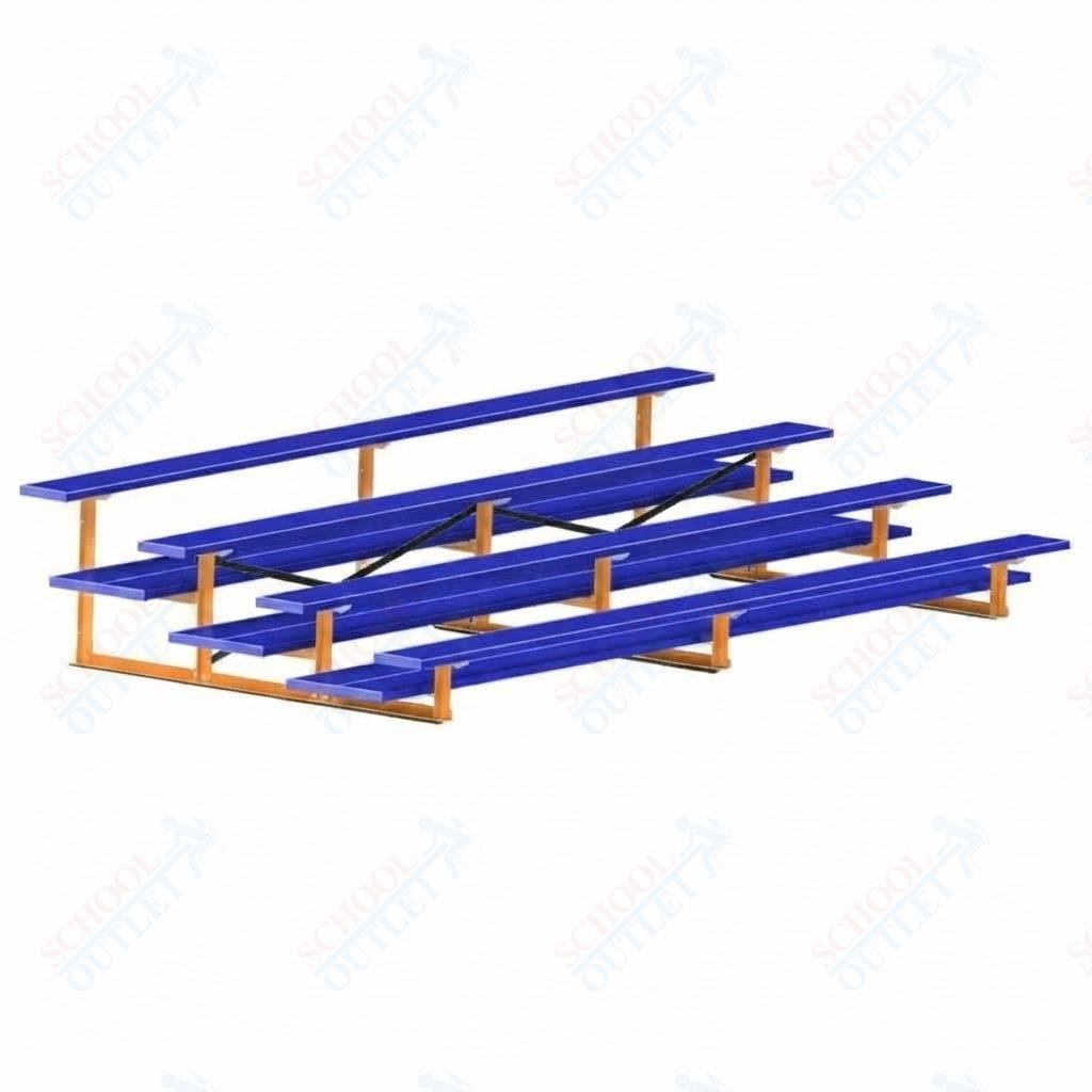 Jaypro Sports Bleacher  - 4 Row - Double Foot Plank, All Aluminum Bleachers, Powder Coated - 15' L (BLDP-4ALPC)