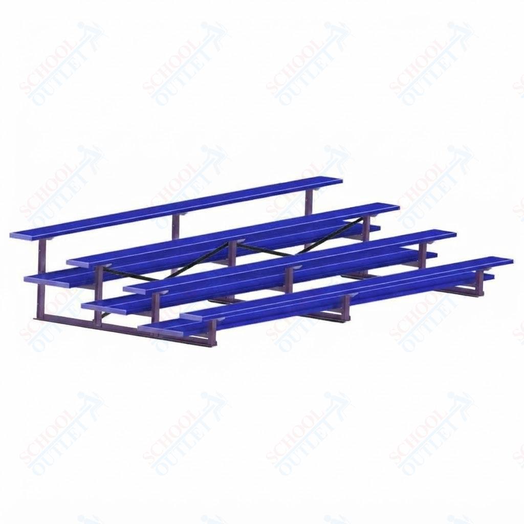 Jaypro Sports Bleacher  - 4 Row - Double Foot Plank, All Aluminum Bleachers, Powder Coated - 15' L (BLDP-4ALPC)
