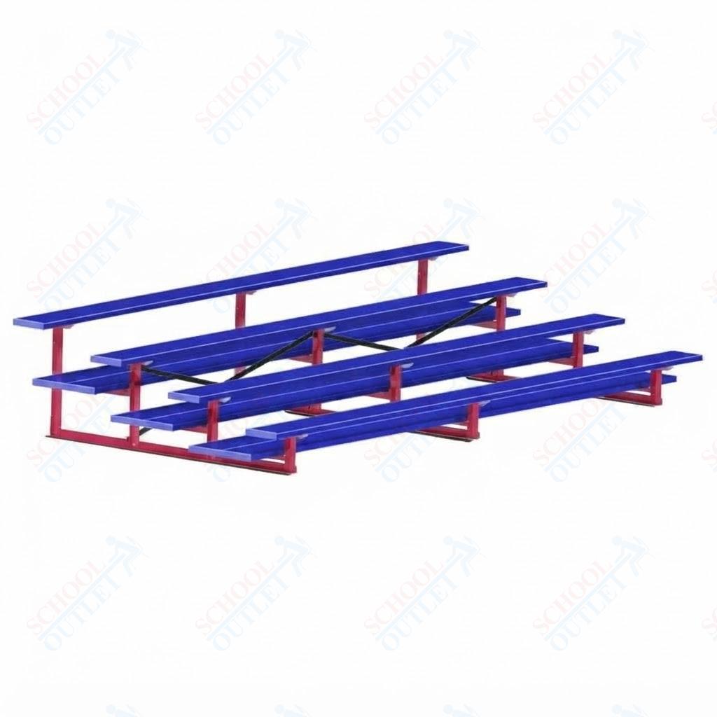 Jaypro Sports Bleacher  - 4 Row - Double Foot Plank, All Aluminum Bleachers, Powder Coated - 15' L (BLDP-4ALPC)