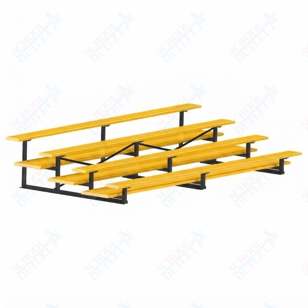 Jaypro Sports Bleacher  - 4 Row - Double Foot Plank, All Aluminum Bleachers, Powder Coated - 15' L (BLDP-4ALPC)