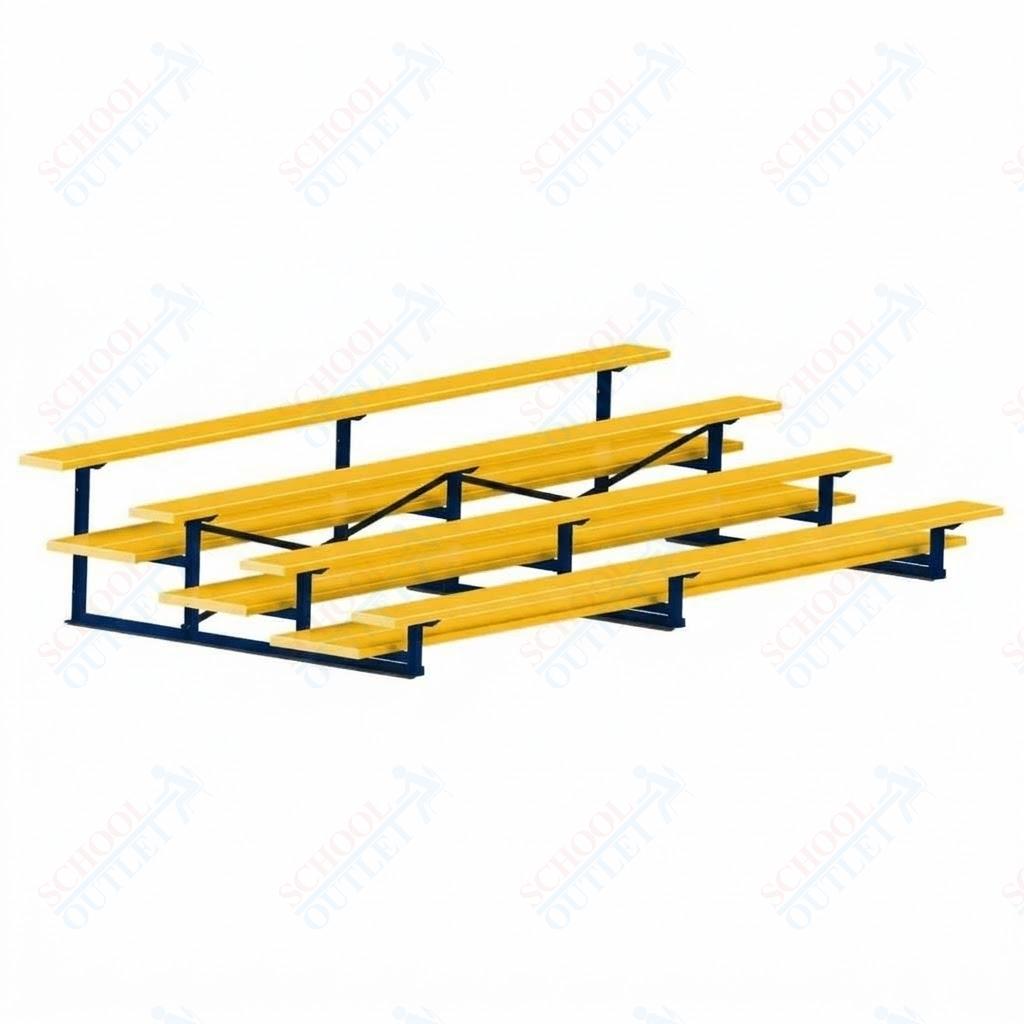 Jaypro Sports Bleacher  - 4 Row - Double Foot Plank, All Aluminum Bleachers, Powder Coated - 15' L (BLDP-4ALPC)