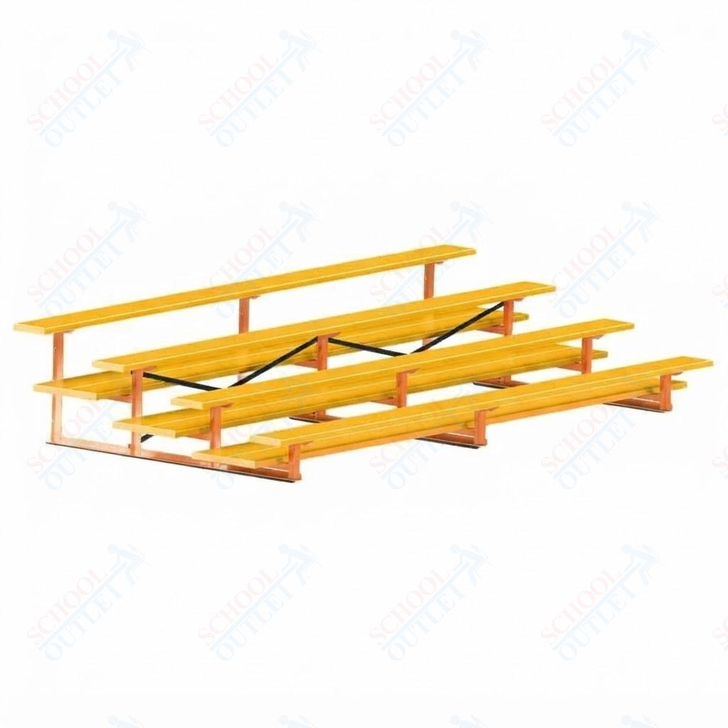 Jaypro Sports Bleacher  - 4 Row - Double Foot Plank, All Aluminum Bleachers, Powder Coated - 15' L (BLDP-4ALPC)