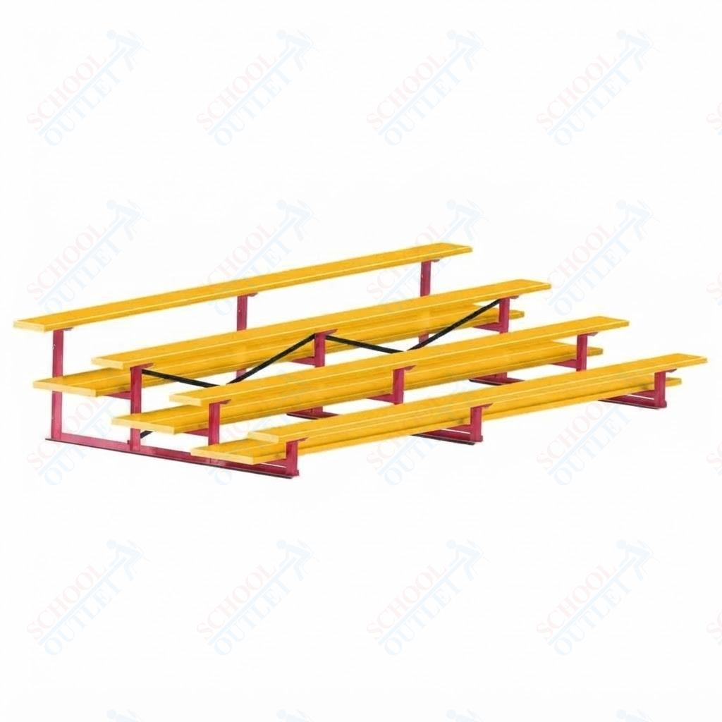 Jaypro Sports Bleacher  - 4 Row - Double Foot Plank, All Aluminum Bleachers, Powder Coated - 15' L (BLDP-4ALPC)