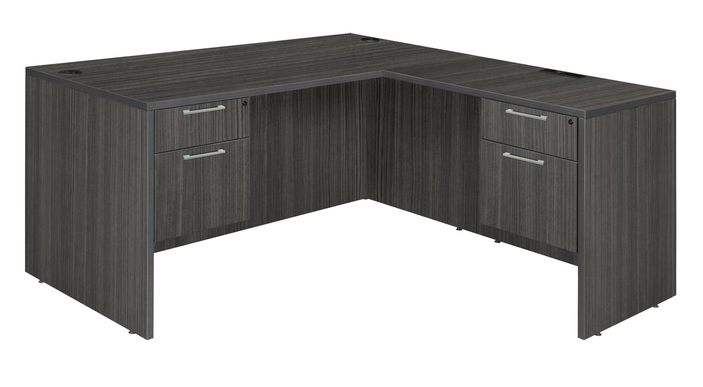 Regency Legacy L Desk with Double Pedestal Drawer Unit Corner Desks and Professional Laminate Finish 60"W x 65"D x 29"H (REG-LLD6030)