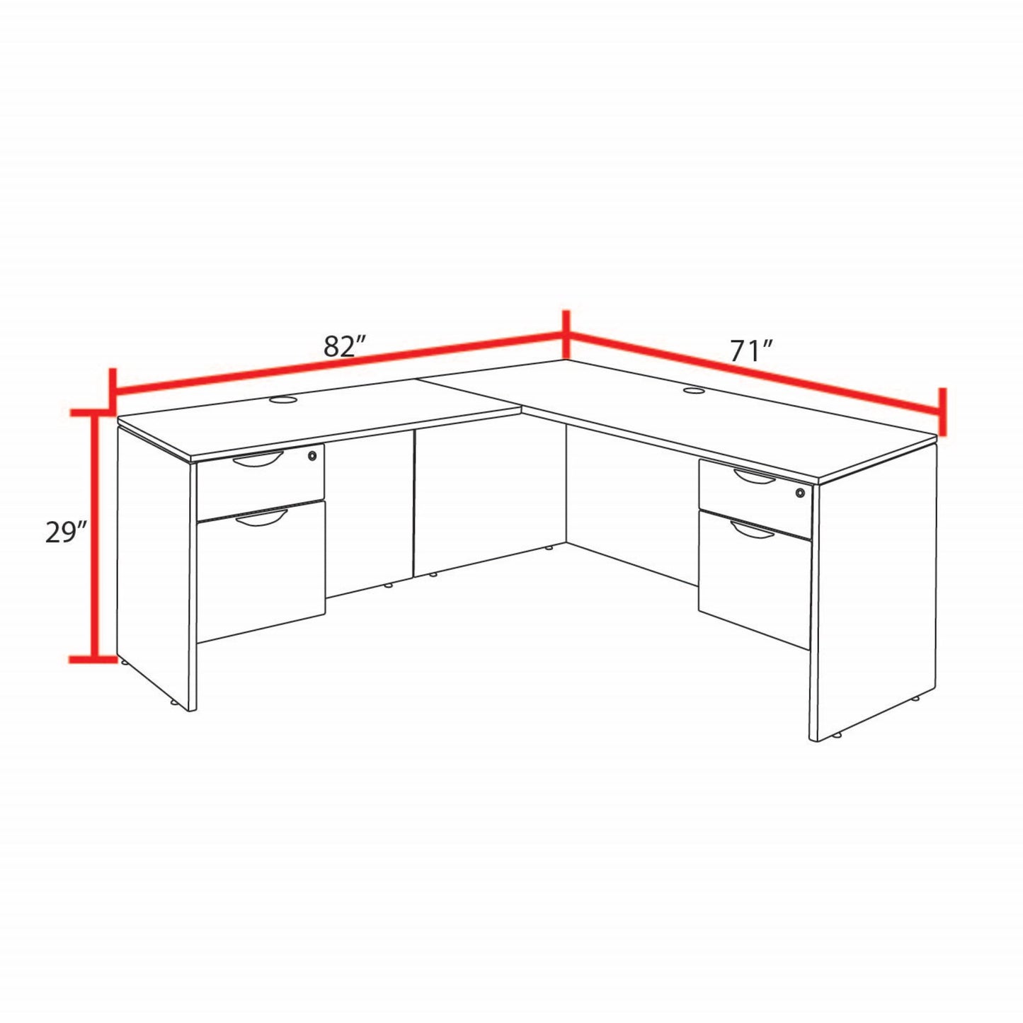 Regency Legacy L Desk with Double Pedestal Drawer Unit Corner Desks Legacy and Professional Laminate Finish 71"W x 82"D x 29"H (REG-LLD713547)