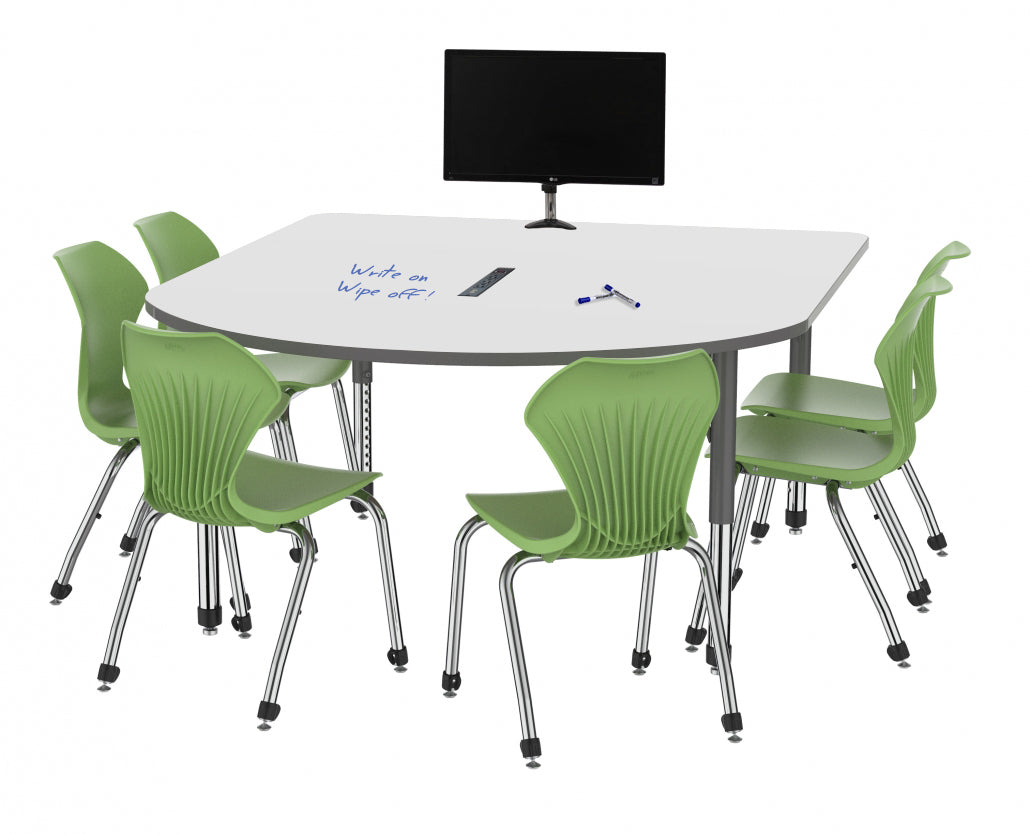 Marco Premier Series Multimedia Table Dry Erase Top 60" x 72" Adj Height 21"-31" w/ Power Module (43-2261-DBP)