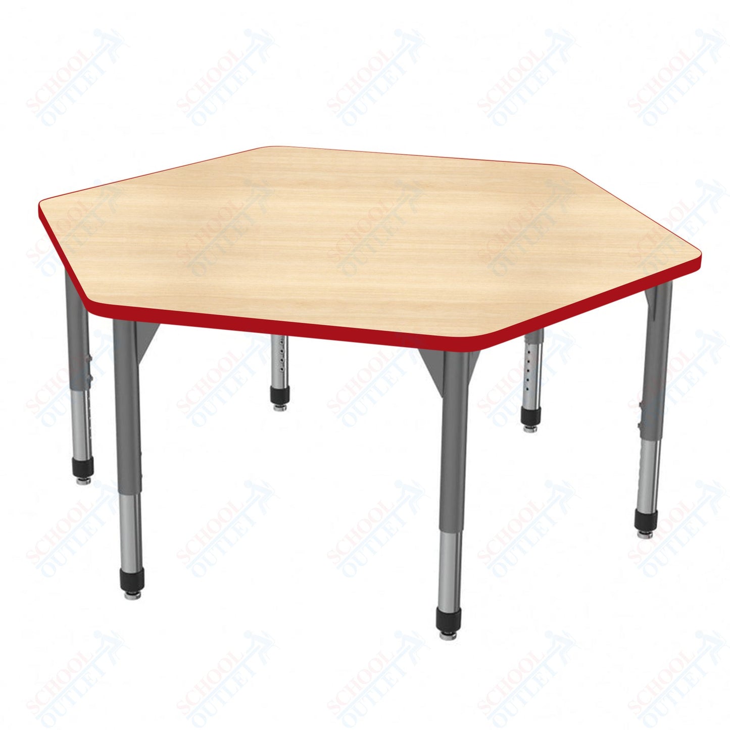 Marco Premier Series Hexagon Stand-Up Table 54.5" x 48" Adjustable Height 32"-42" (43-2254-MA)