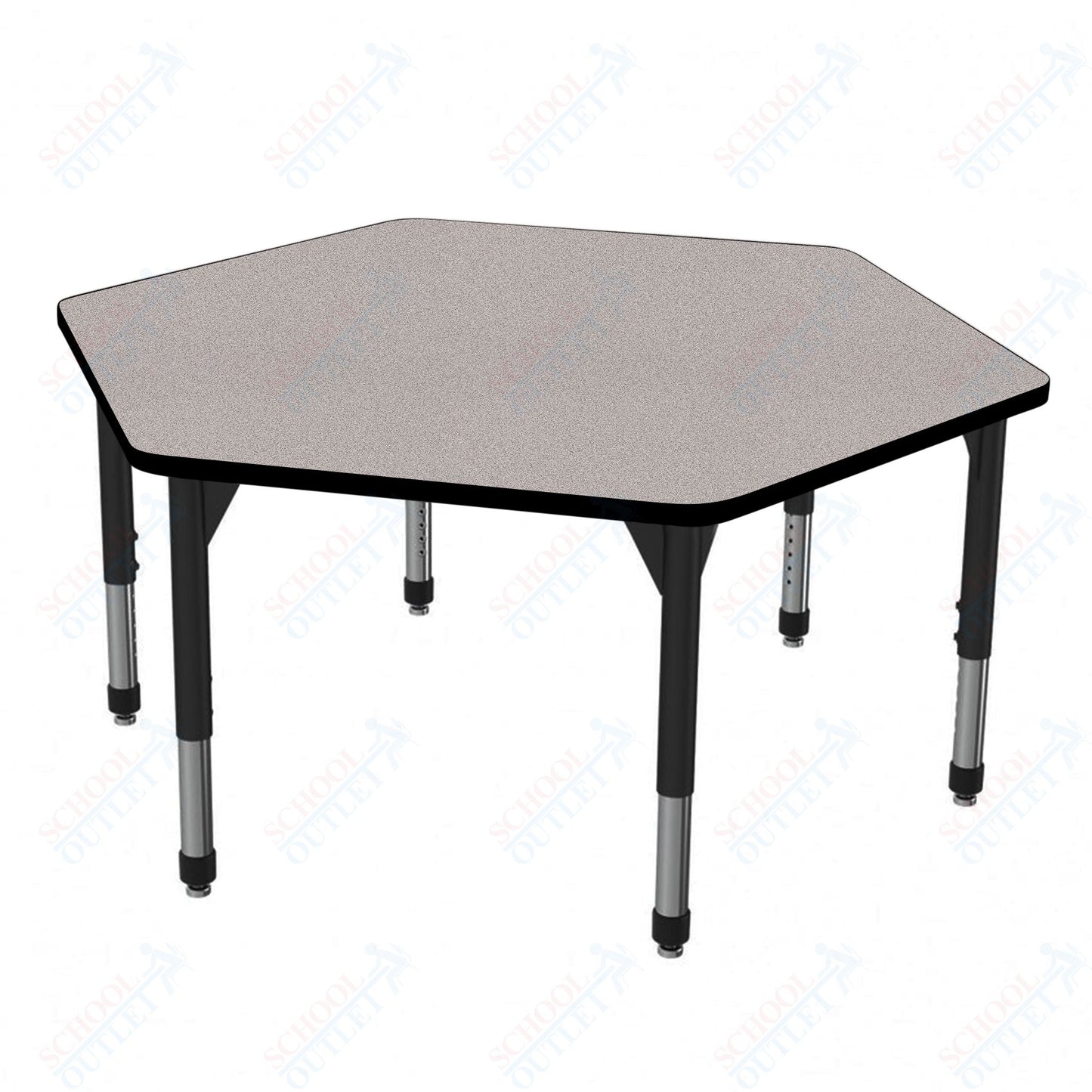 Marco Premier Series Hexagon Stand-Up Table 54.5" x 48" Adjustable Height 32"-42" (43-2254-MA)