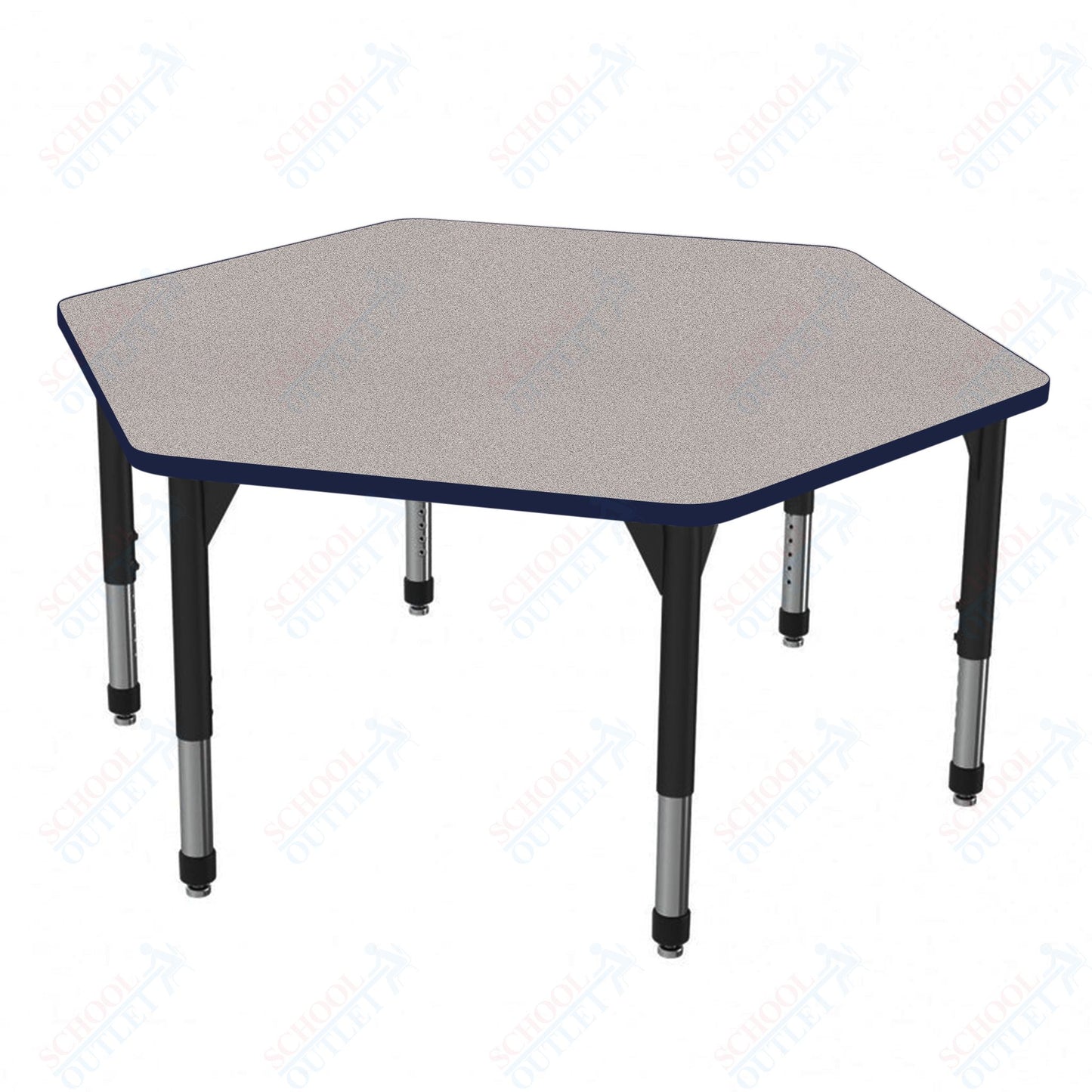 Marco Premier Series Hexagon Stand-Up Table 54.5" x 48" Adjustable Height 32"-42" (43-2254-MA)