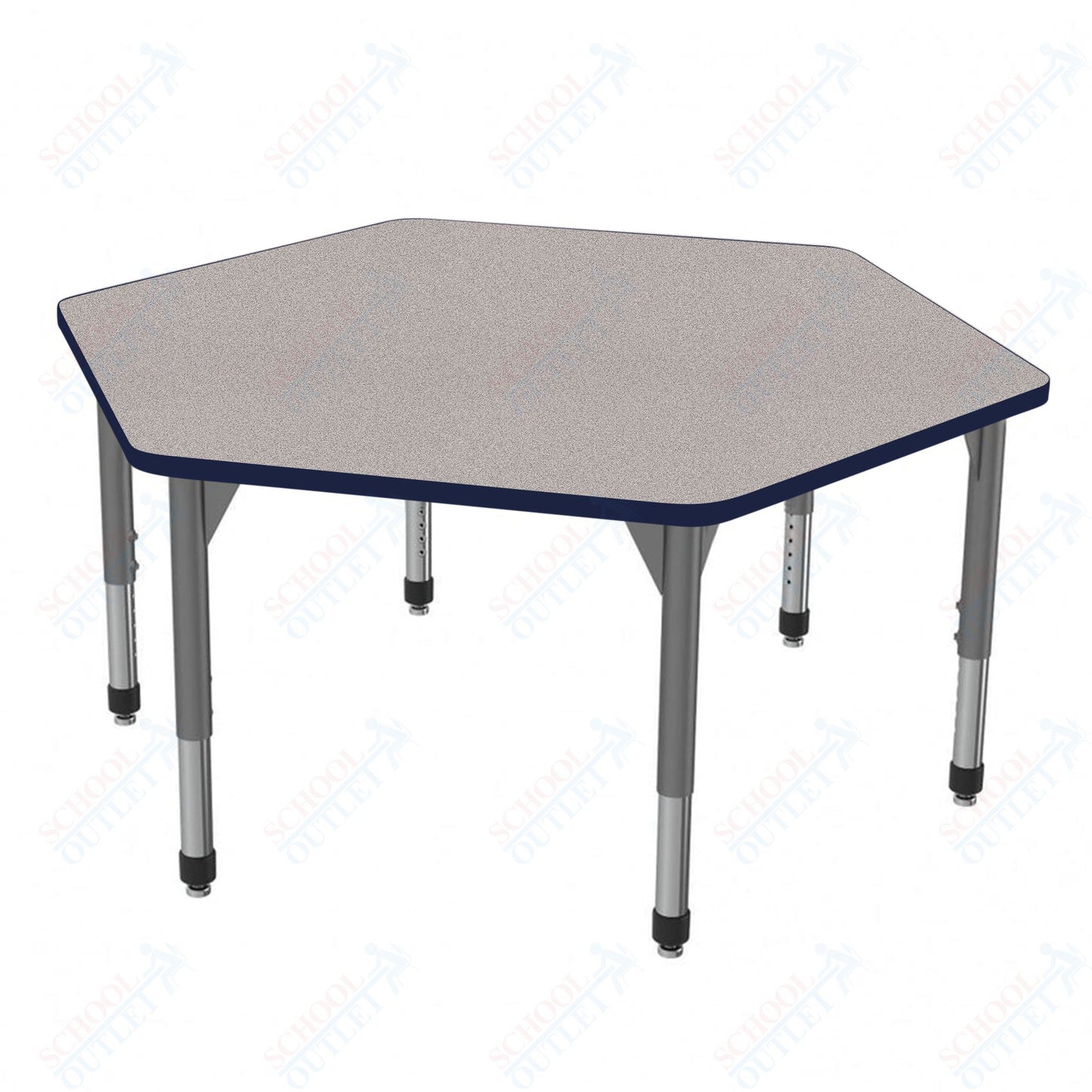 Marco Premier Series Hexagon Stand-Up Table 54.5" x 48" Adjustable Height 32"-42" (43-2254-MA)