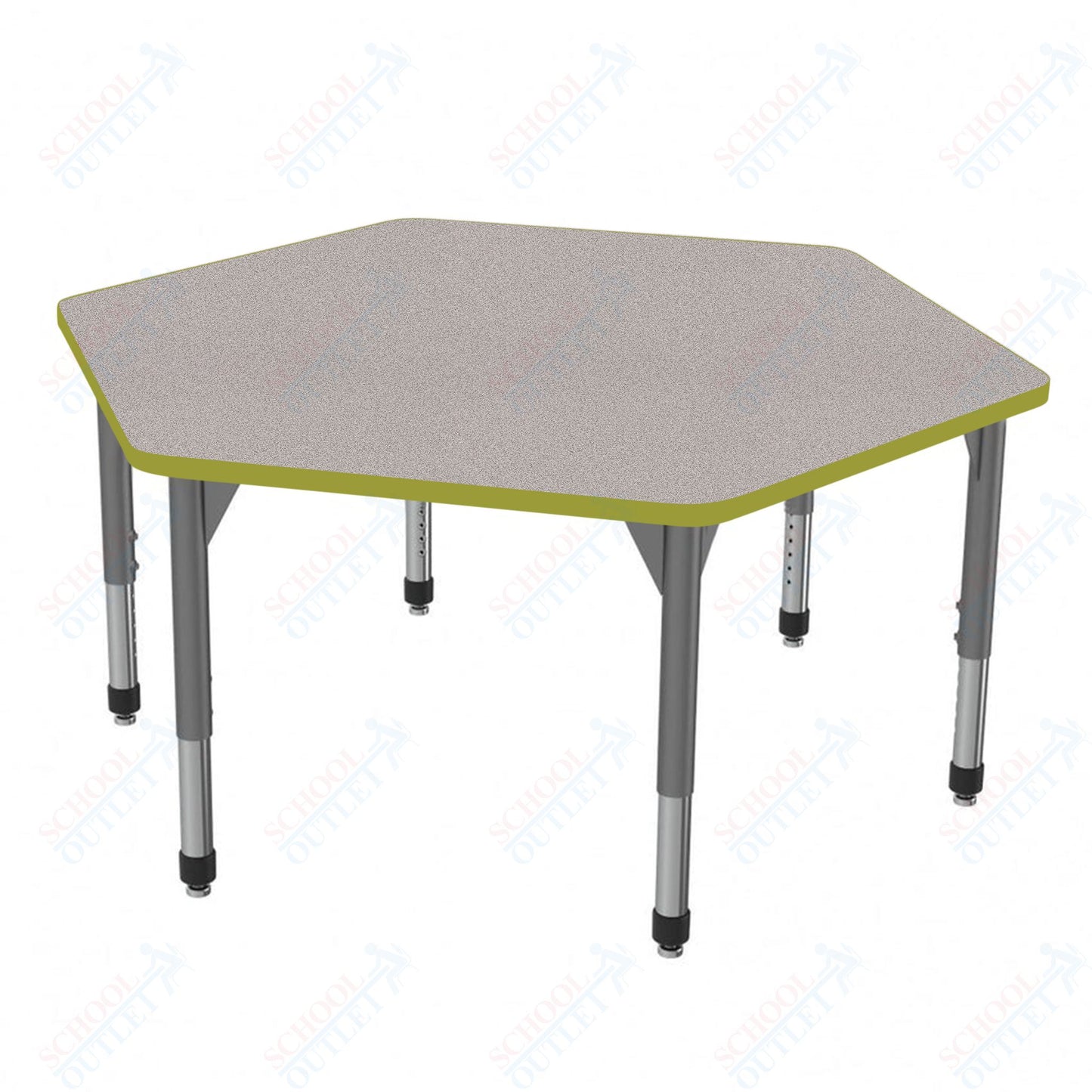 Marco Premier Series Hexagon Stand-Up Table 54.5" x 48" Adjustable Height 32"-42" (43-2254-MA)