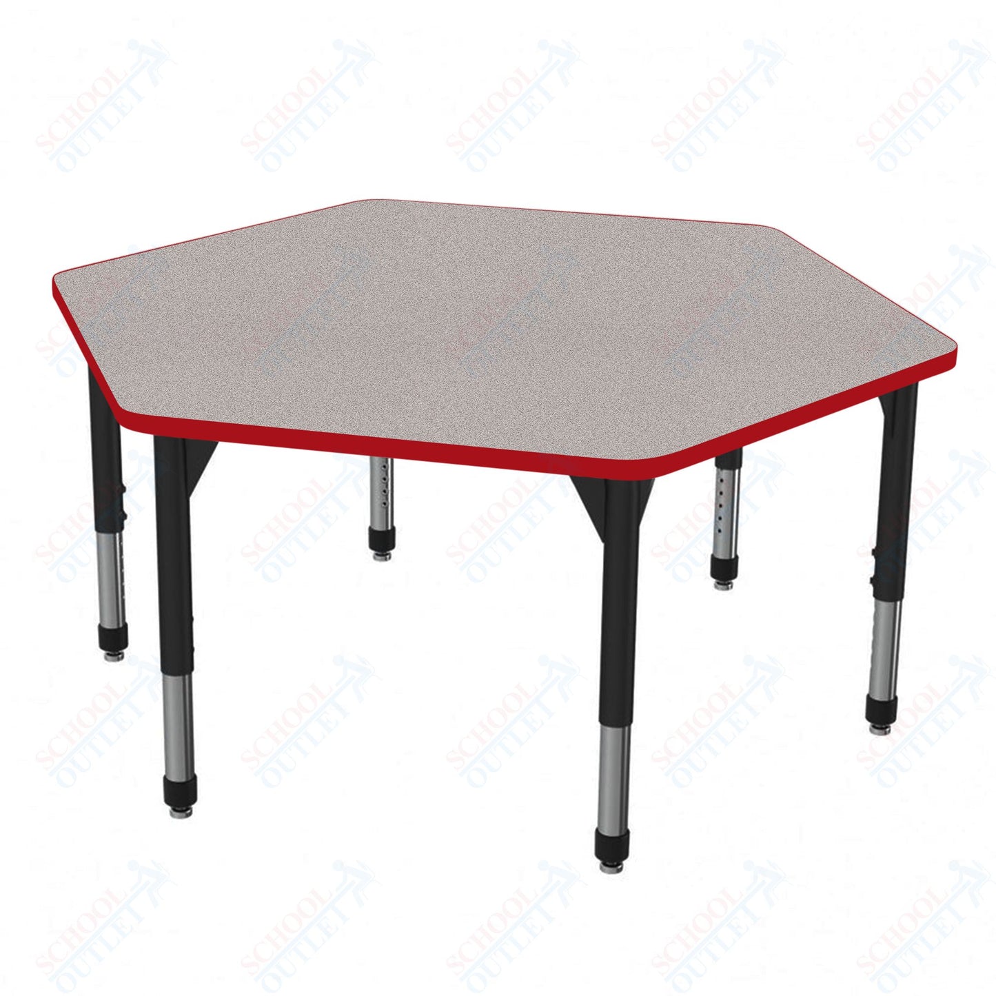 Marco Premier Series Hexagon Stand-Up Table 54.5" x 48" Adjustable Height 32"-42" (43-2254-MA)