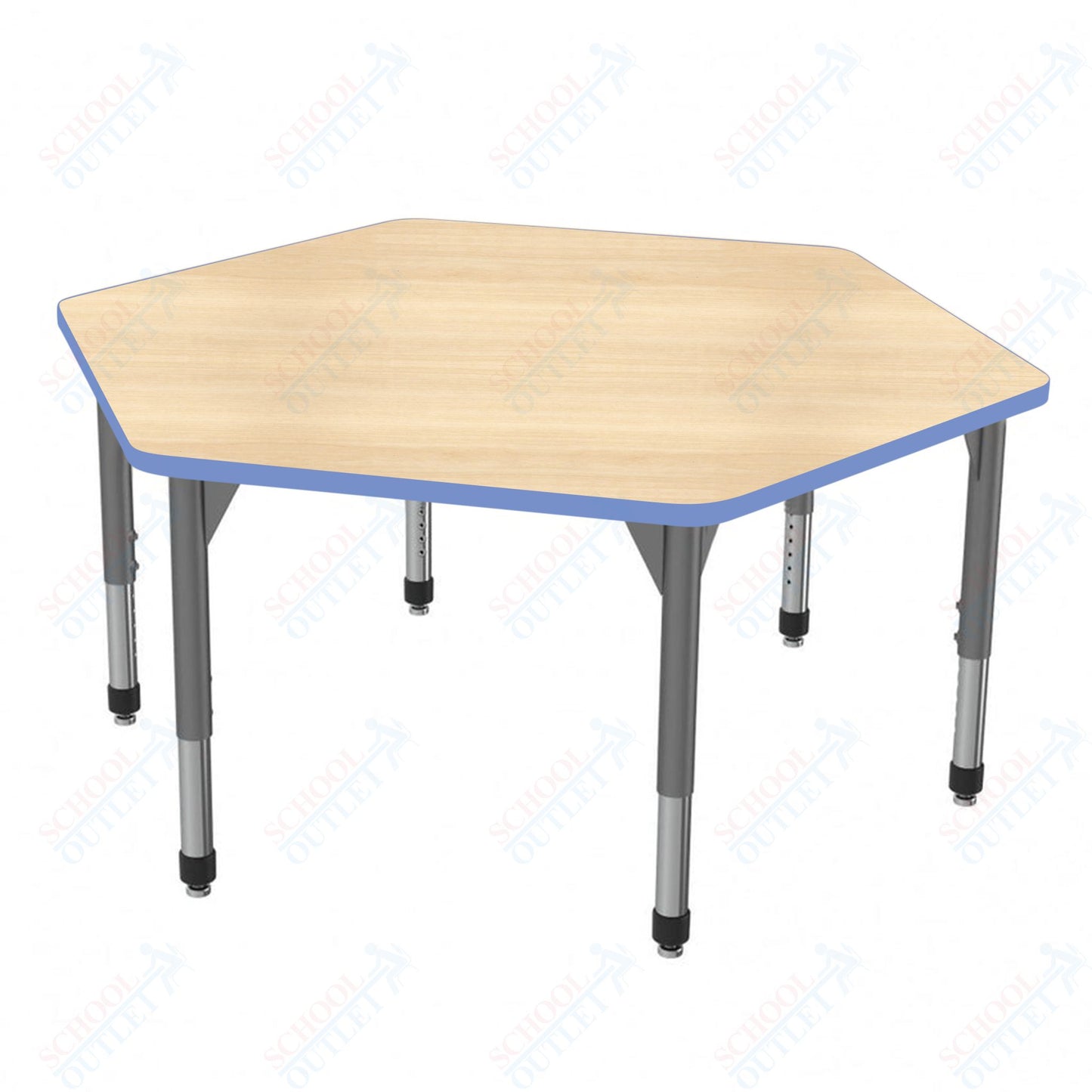 Marco Premier Series Hexagon Stand-Up Table 54.5" x 48" Adjustable Height 32"-42" (43-2254-MA)