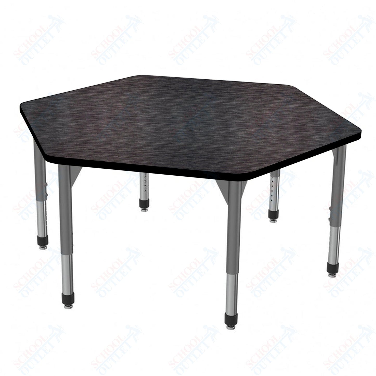Marco Premier Series Hexagon Stand-Up Table 54.5" x 48" Adjustable Height 32"-42" (43-2254-MA)