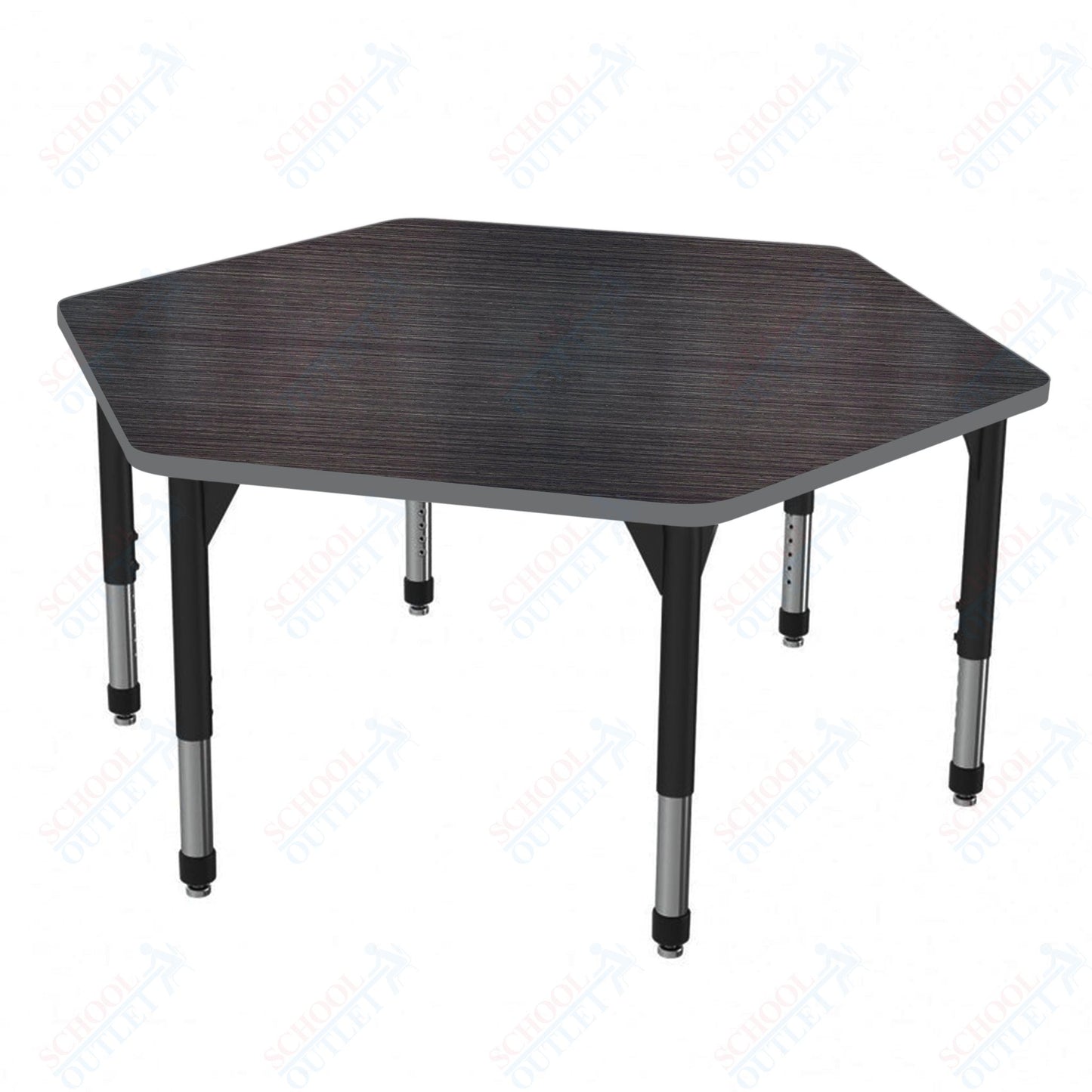 Marco Premier Series Hexagon Stand-Up Table 54.5" x 48" Adjustable Height 32"-42" (43-2254-MA)