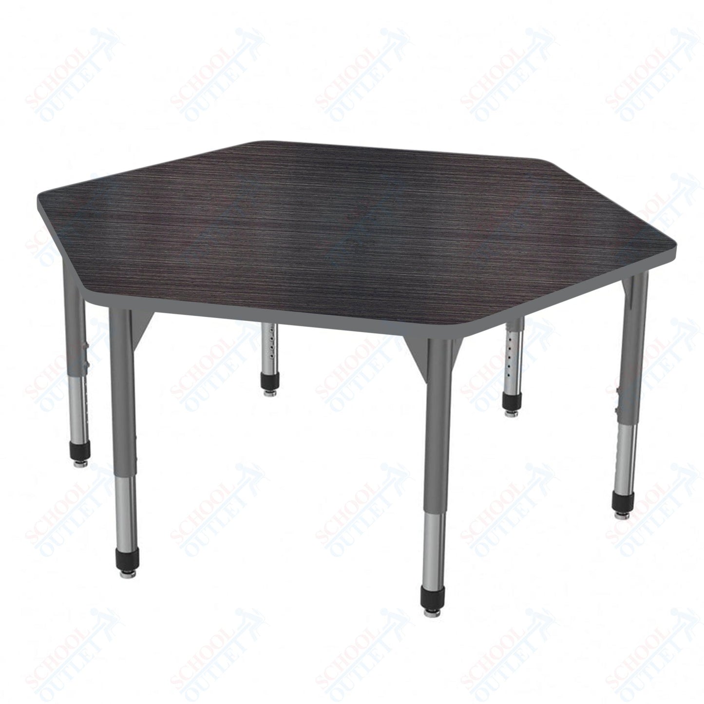 Marco Premier Series Hexagon Stand-Up Table 54.5" x 48" Adjustable Height 32"-42" (43-2254-MA)