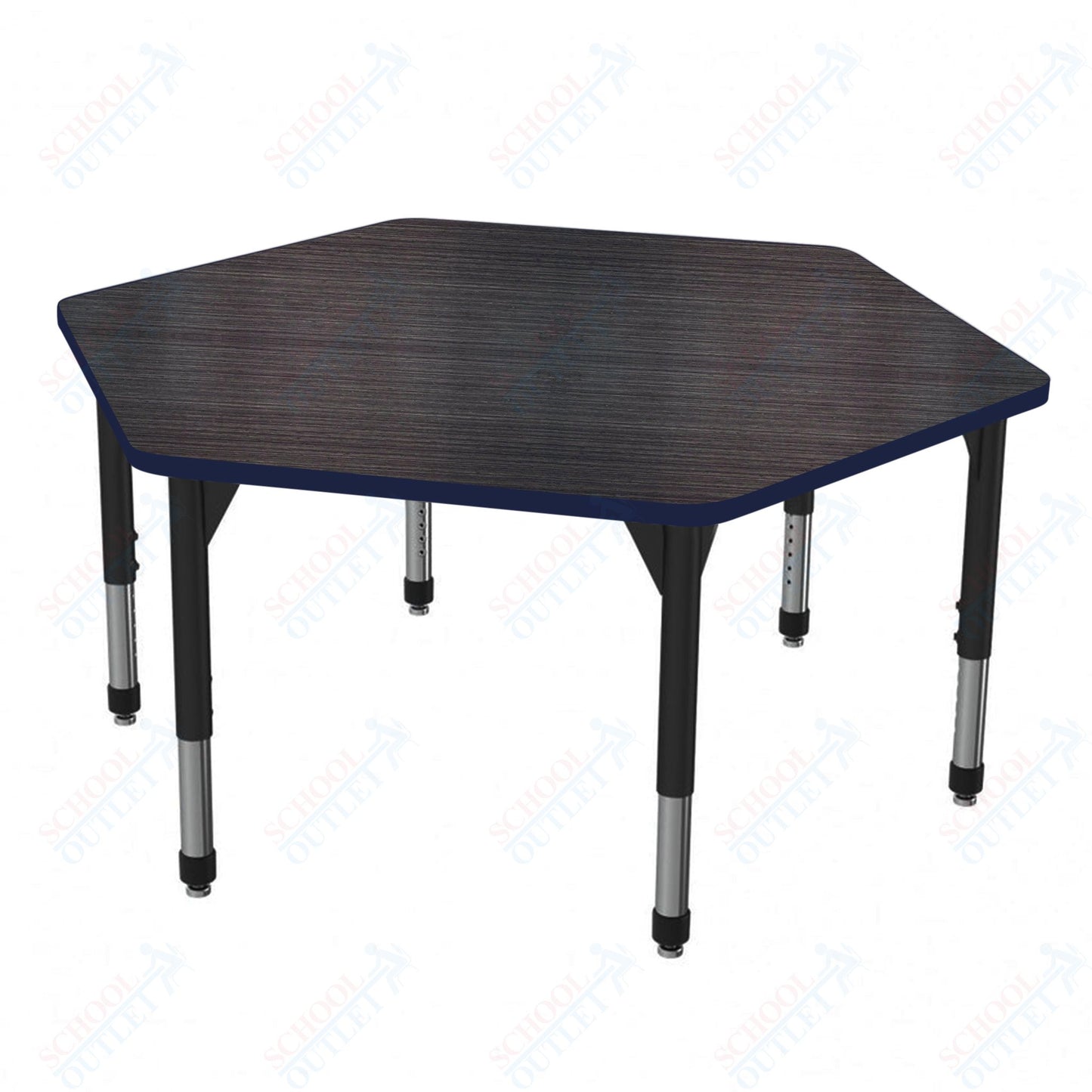 Marco Premier Series Hexagon Stand-Up Table 54.5" x 48" Adjustable Height 32"-42" (43-2254-MA)