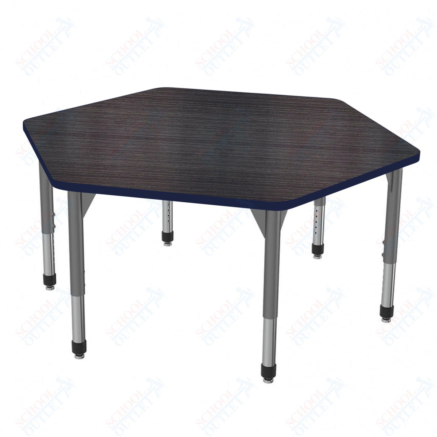 Marco Premier Series Hexagon Stand-Up Table 54.5" x 48" Adjustable Height 32"-42" (43-2254-MA)