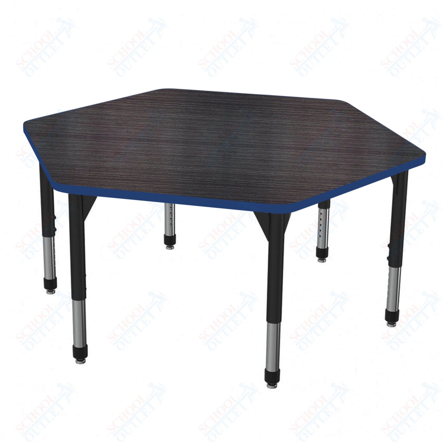 Marco Premier Series Hexagon Stand-Up Table 54.5" x 48" Adjustable Height 32"-42" (43-2254-MA)